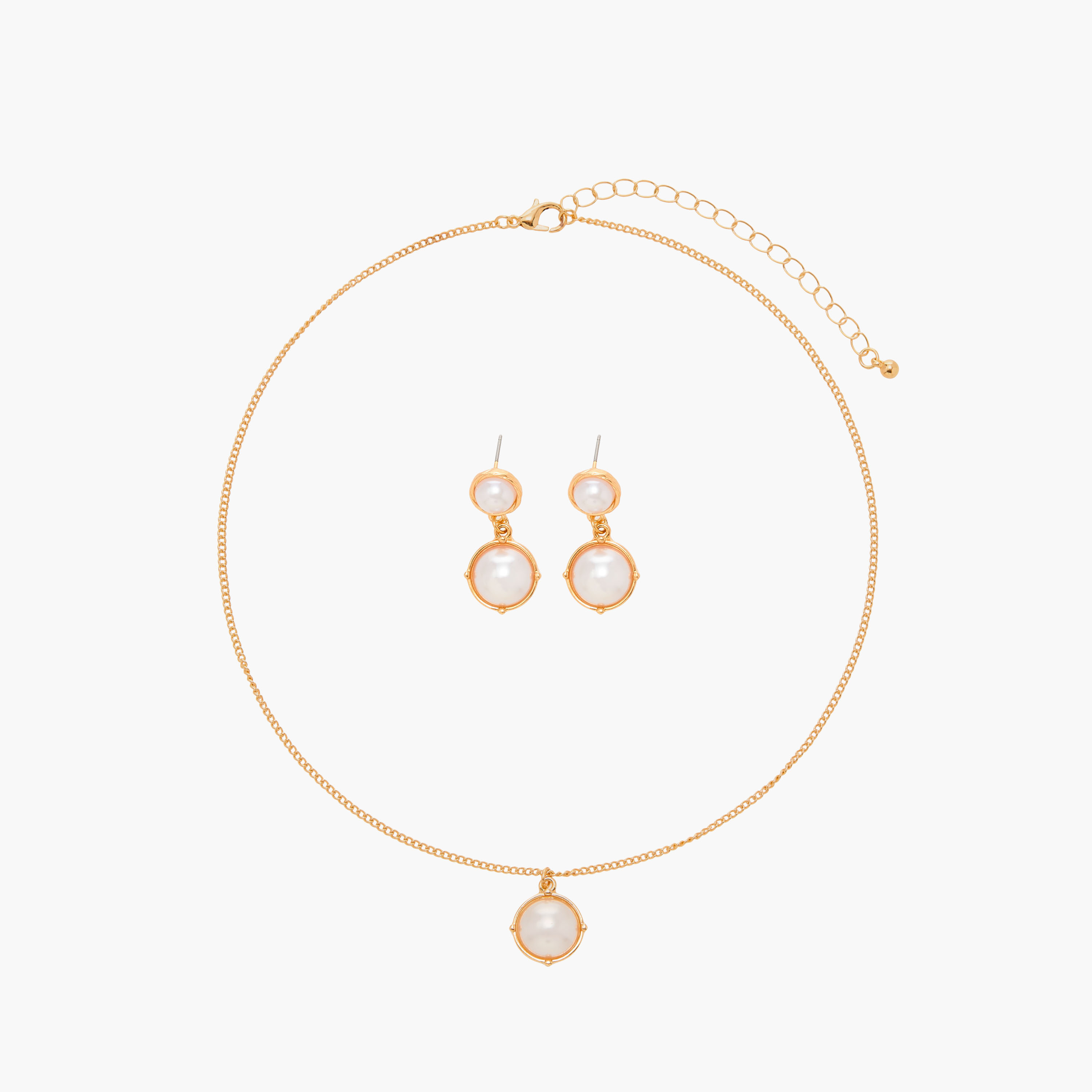 Flora Bella Pearl Embellished Pendant Necklace and Earrings Set-women-watchesandjewellery-jewellery-jewellerysets-image-1