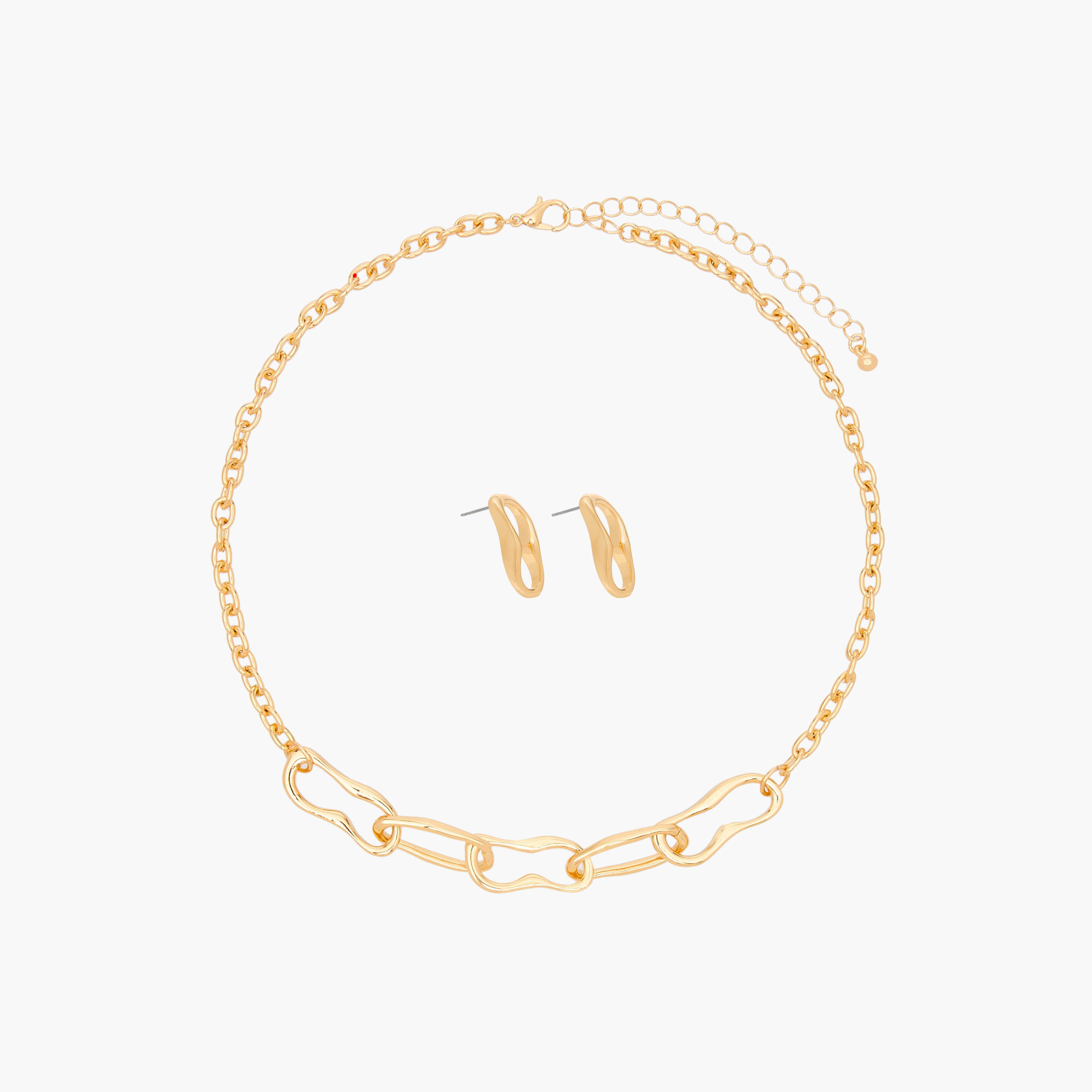 Flora Bella Chain Link Necklace and Earrings Set-women-watchesandjewellery-jewellery-jewellerysets-image-1