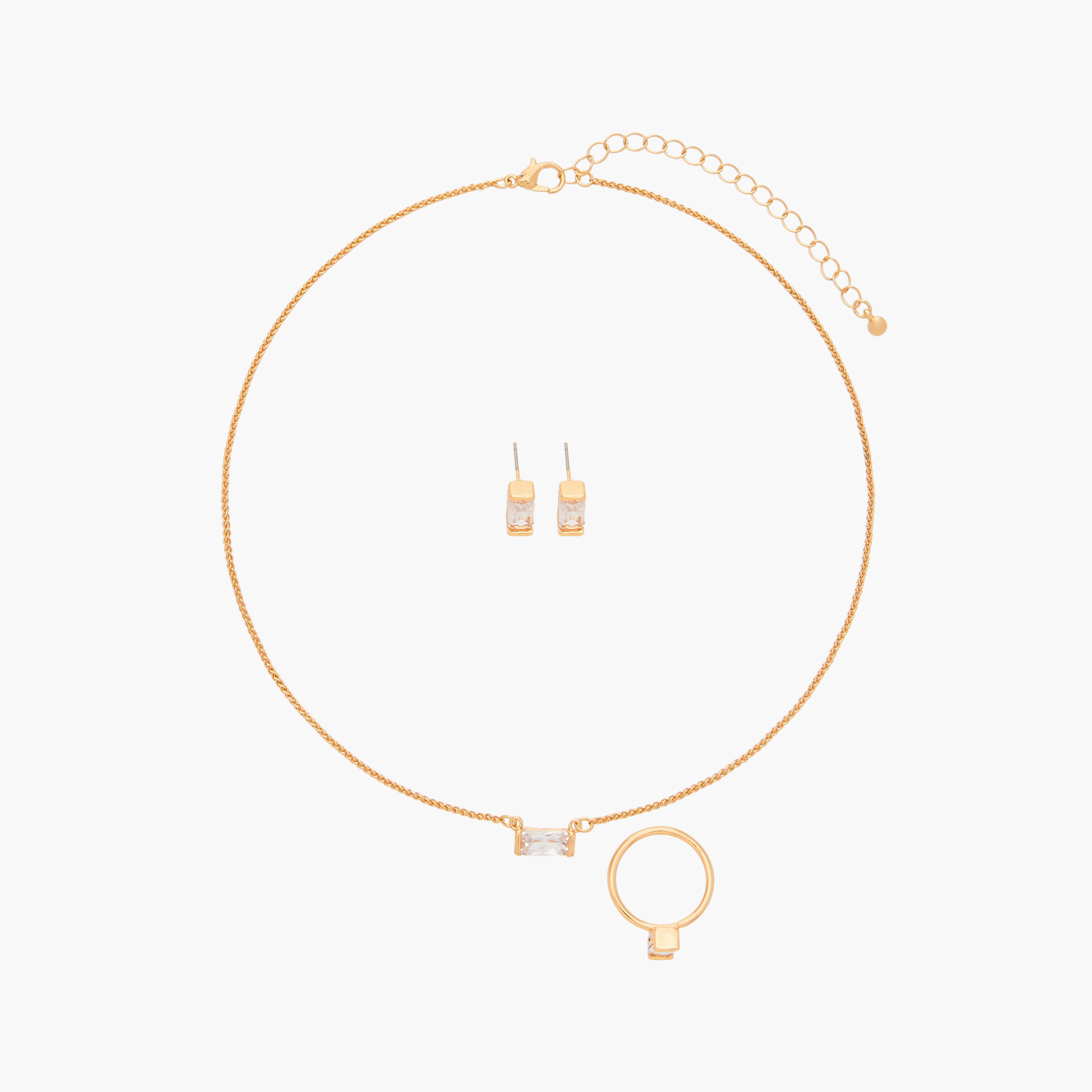 طقم خاتم وحلق وعقد بدلاية مزينة من فلورا بيلا-women-watchesandjewellery-jewellery-jewellerysets-image-1