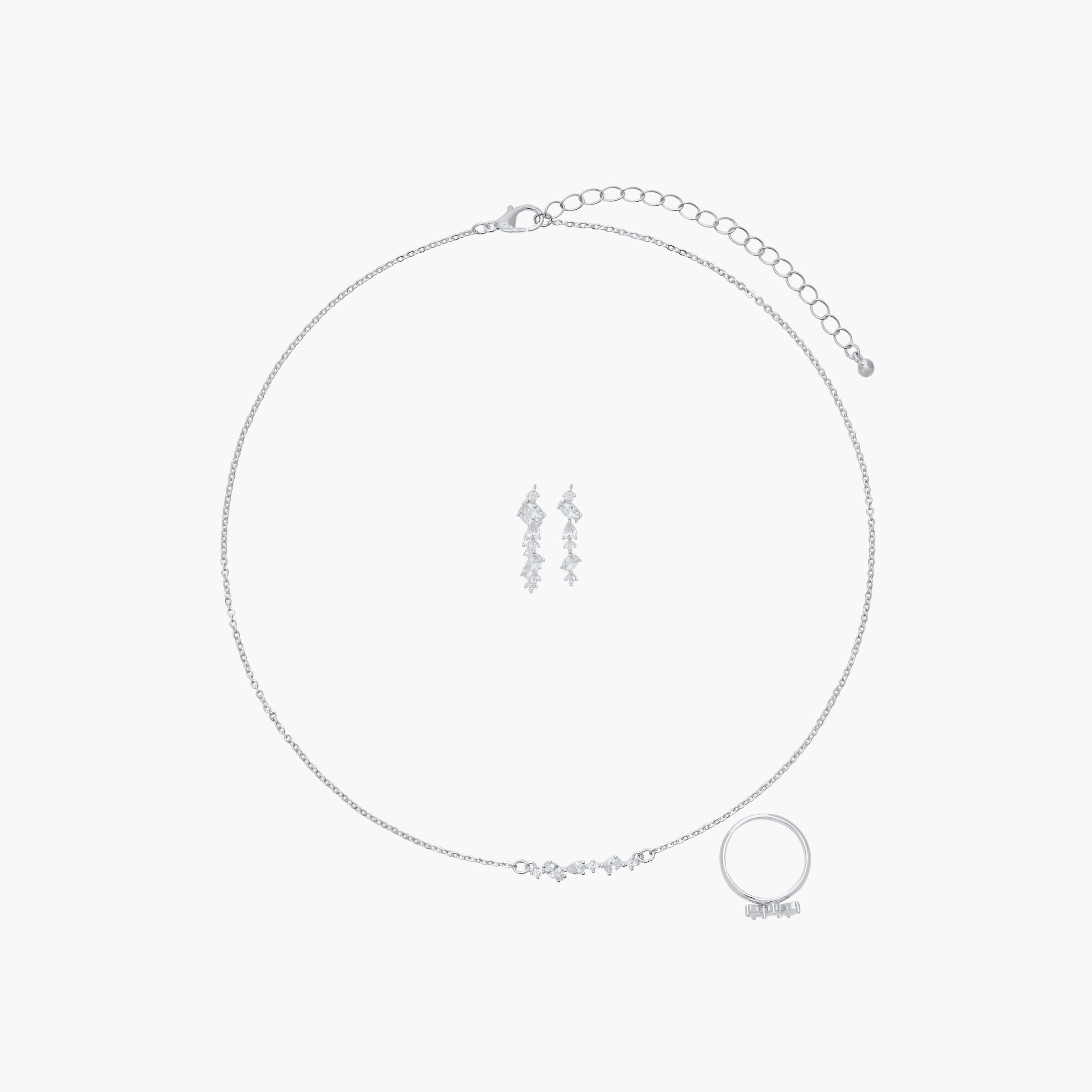 طقم عقدة بدلاية مزينة مع حلق وخاتم من فلورا بيلا-women-watchesandjewellery-jewellery-jewellerysets-image-7