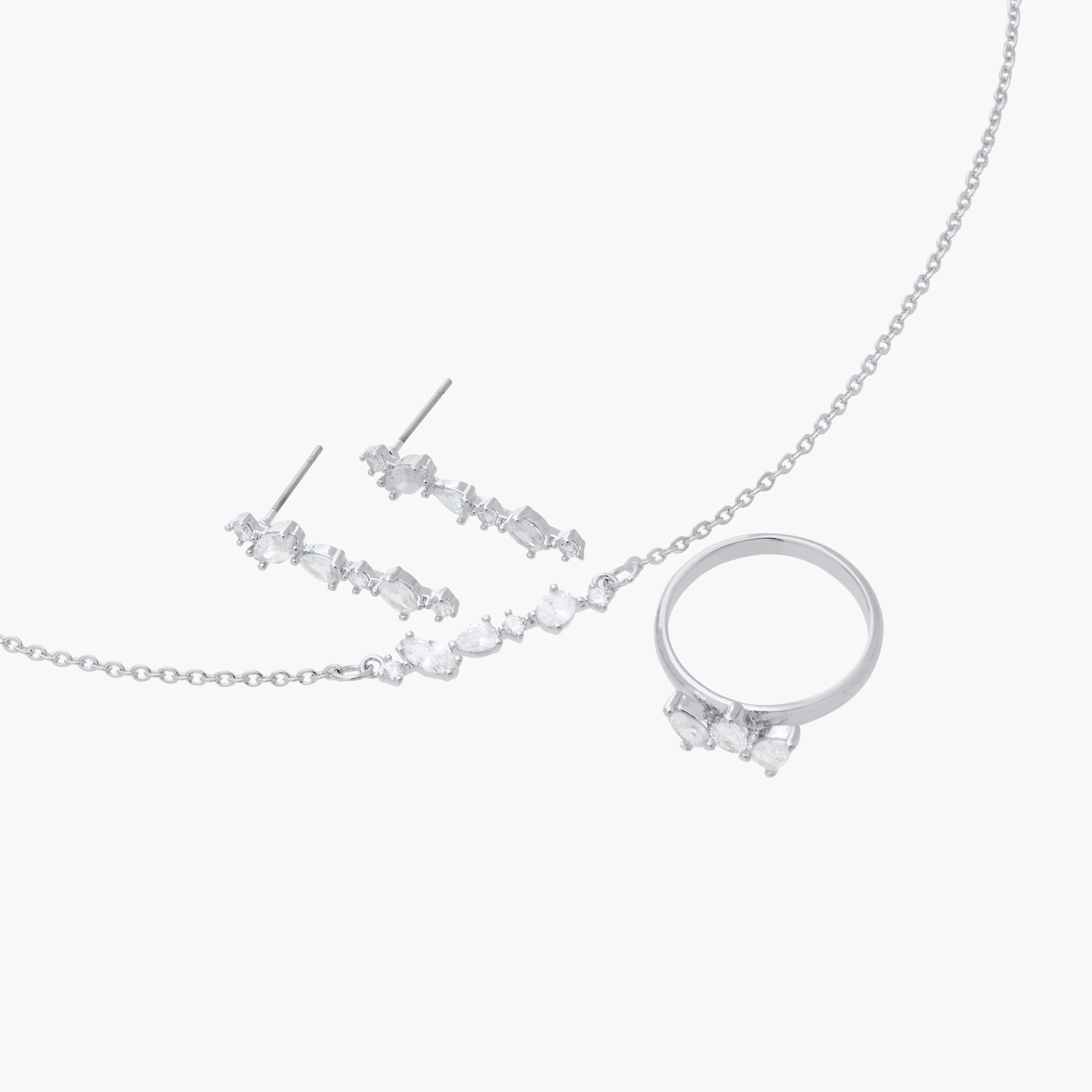 طقم عقدة بدلاية مزينة مع حلق وخاتم من فلورا بيلا-women-watchesandjewellery-jewellery-jewellerysets-image-5