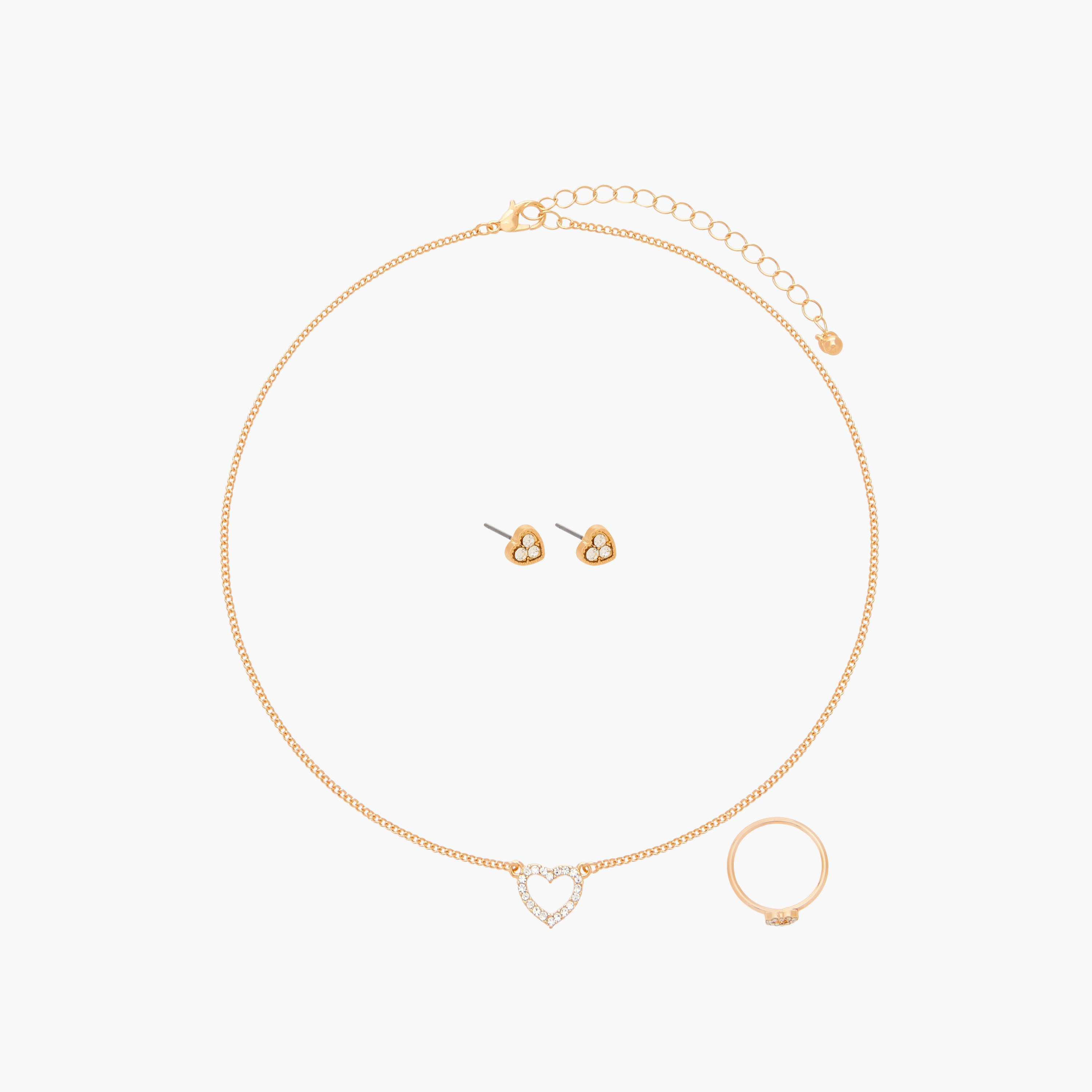 طقم خاتم وحلق وعقد بدلاية قلب مزينة من فلورا بيلا-women-watchesandjewellery-jewellery-jewellerysets-image-7