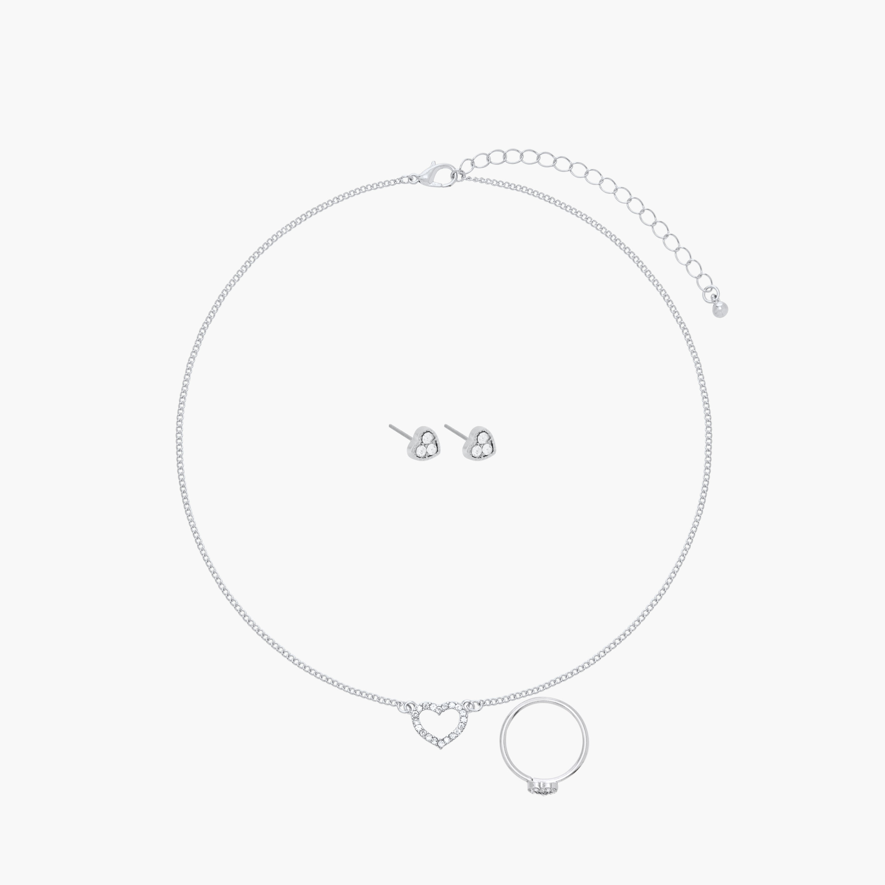 طقم خاتم وحلق وعقد بدلاية قلب مزينة من فلورا بيلا-women-watchesandjewellery-jewellery-jewellerysets-image-7