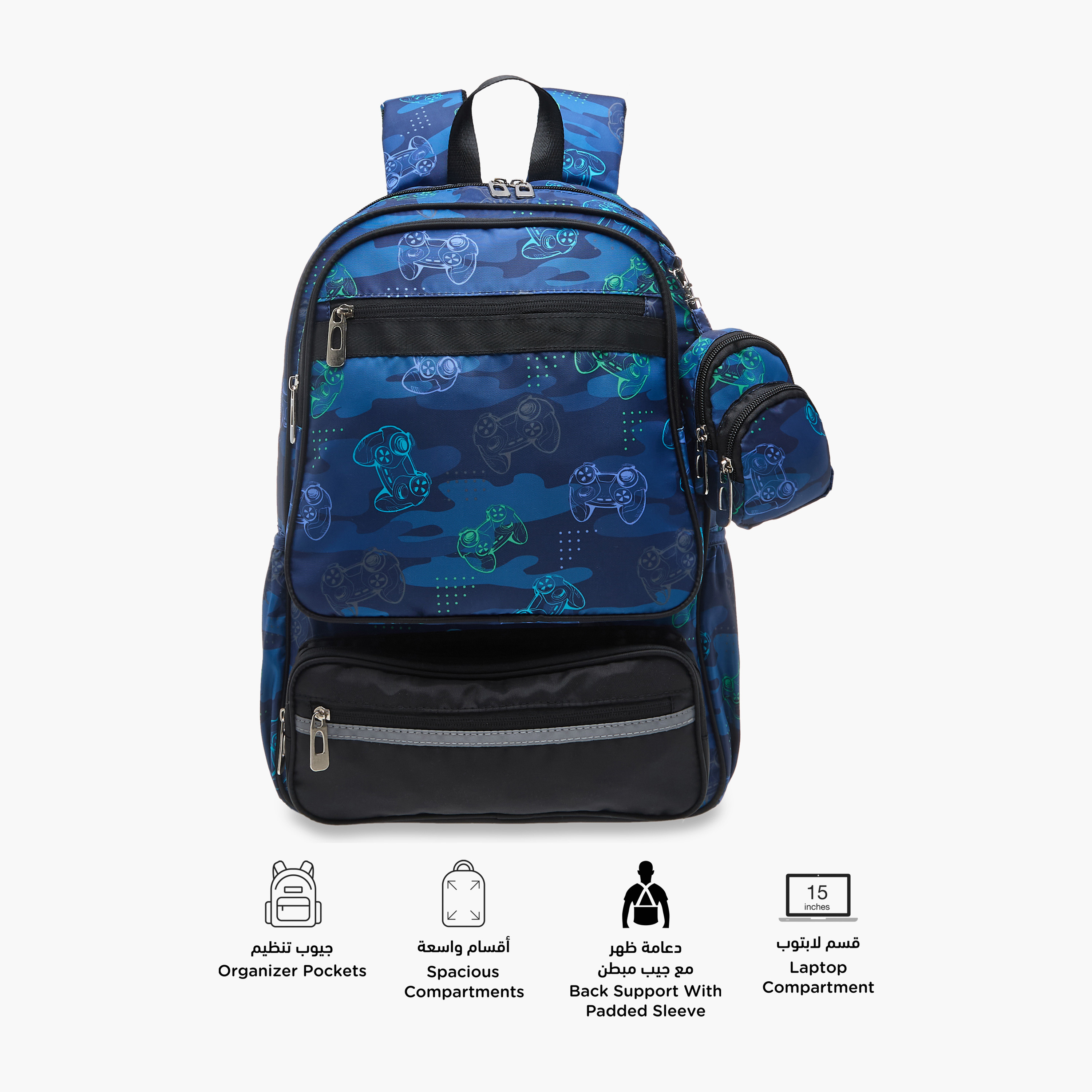 LBL by Shoexpress Gamer Print School Backpack with Detachable Pouch - 47x14x32 cm-school-bagsandbackpacks-backpacks-image-4