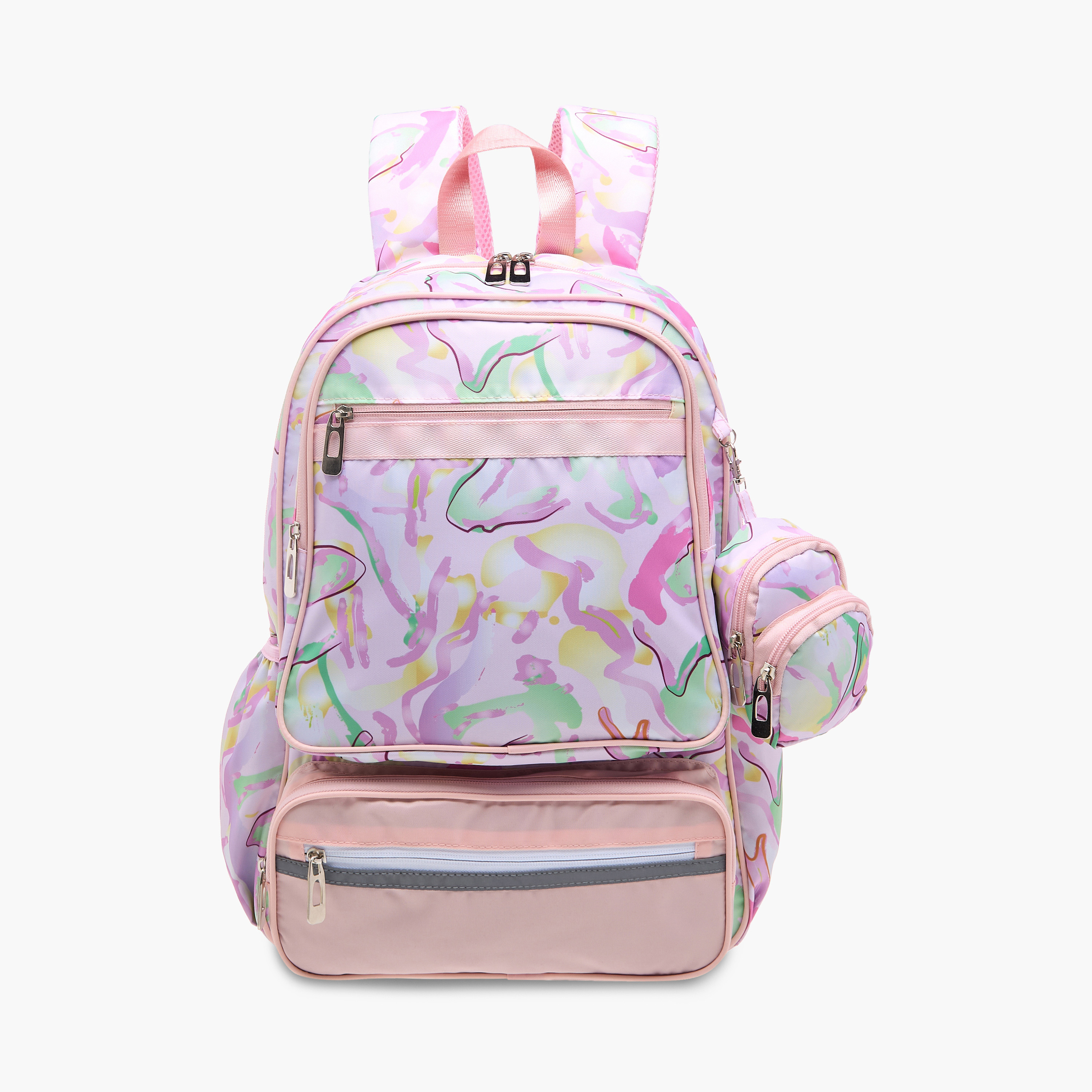 Flora Bella Printed School Backpack with Adjustable Straps and Detachable Pouch - 47x14x32 cm-school-bagsandbackpacks-backpacks-image-1