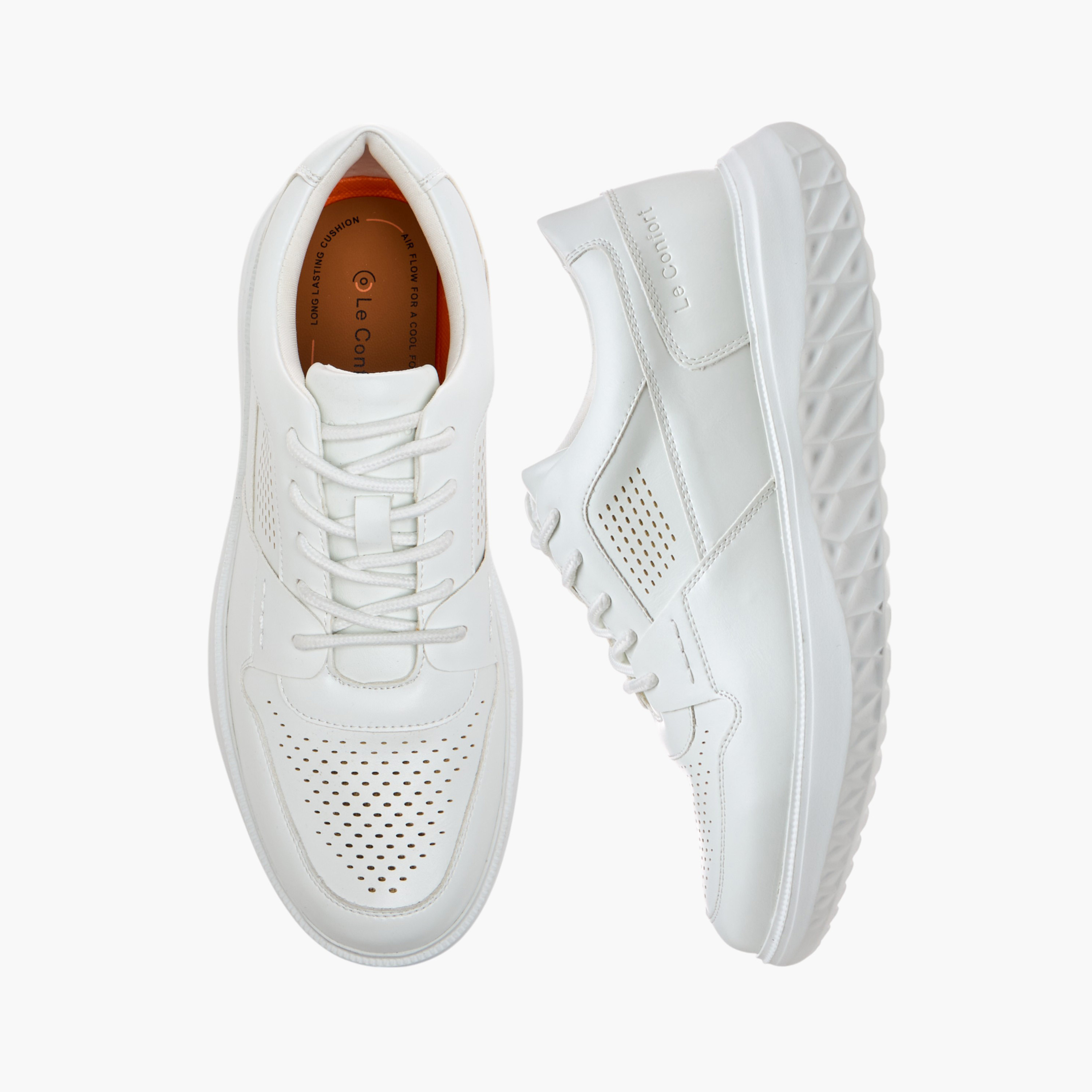 Le Confort Perforated Comfort Sneakers with Lace-Up Closure-men-shoes-sneakers-image-1