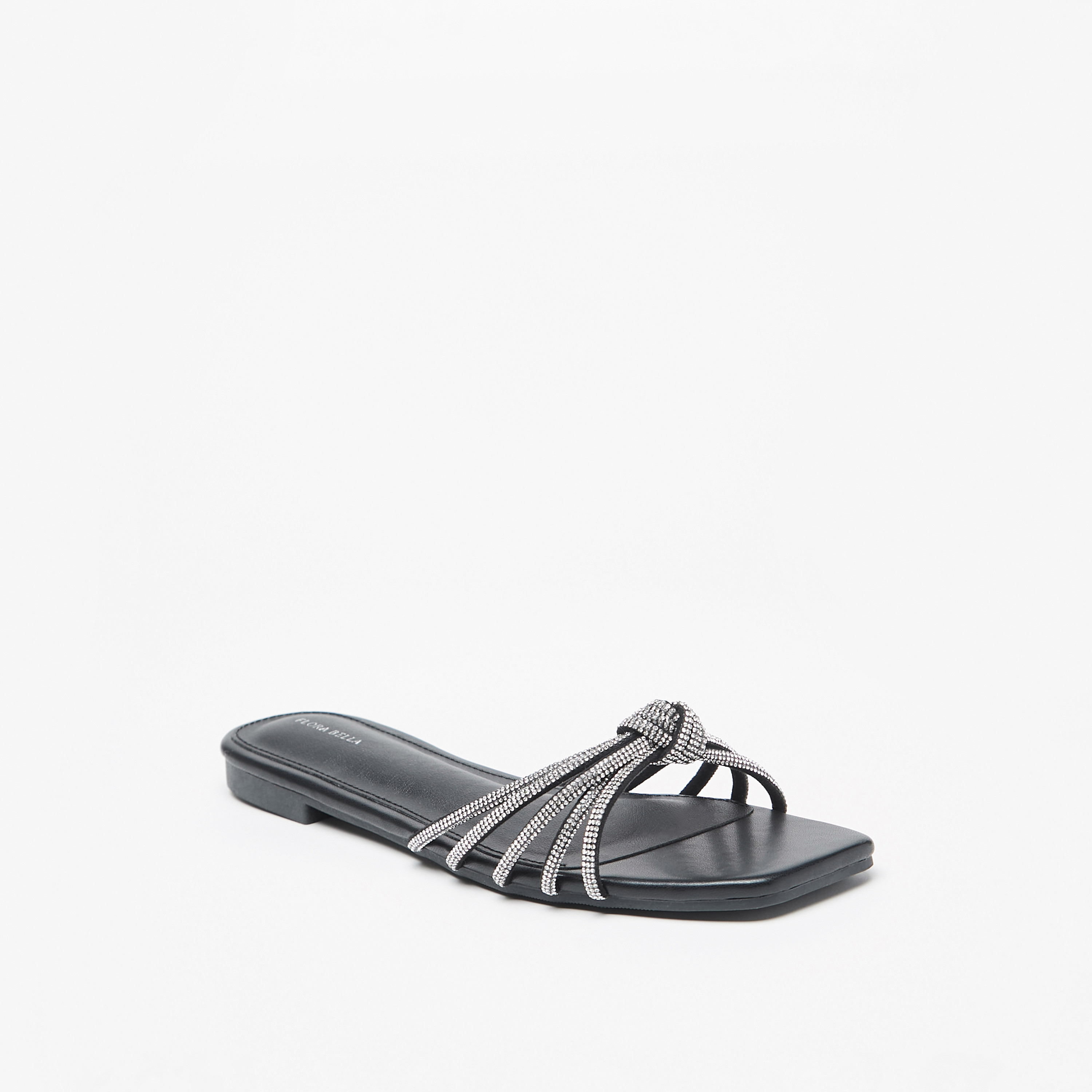 Flora Bella Embellished Slip-On Sandals with Knot Detail-women-shoes-flats-sandals-image-1