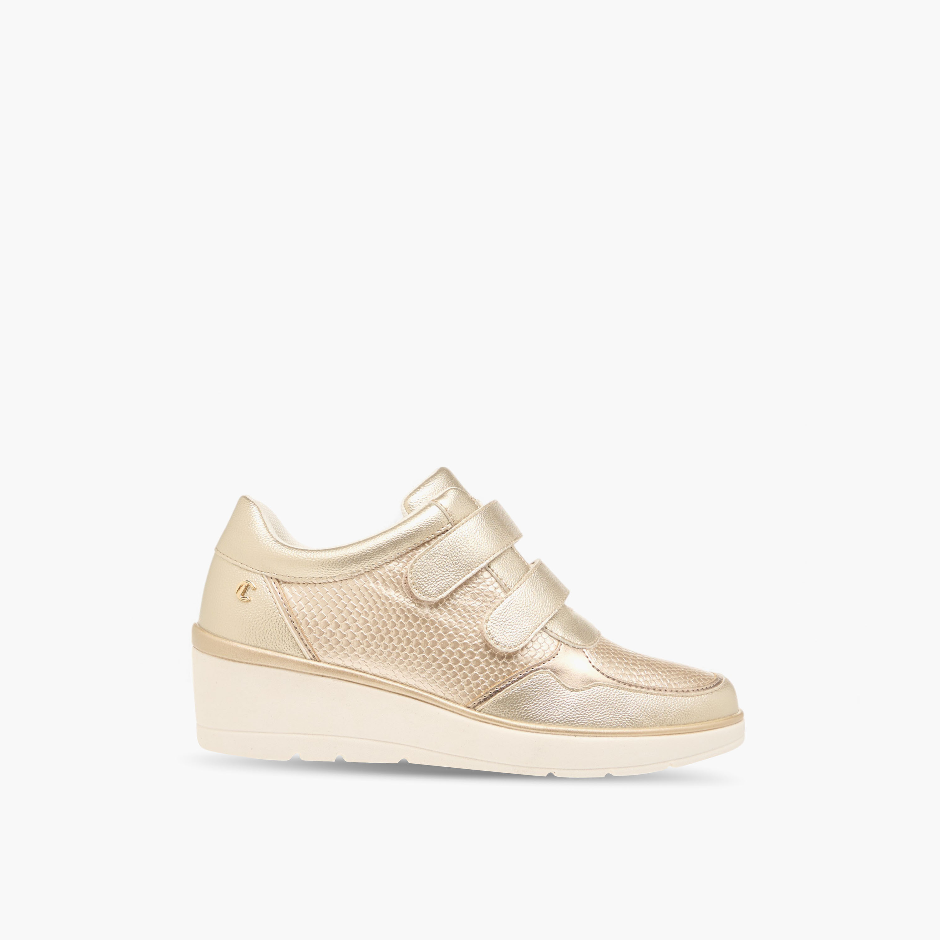 Le Confort Textured Wedge Heel Comfort Sneakers with Hook and Loop Closure-women-shoes-sneakers-image-3
