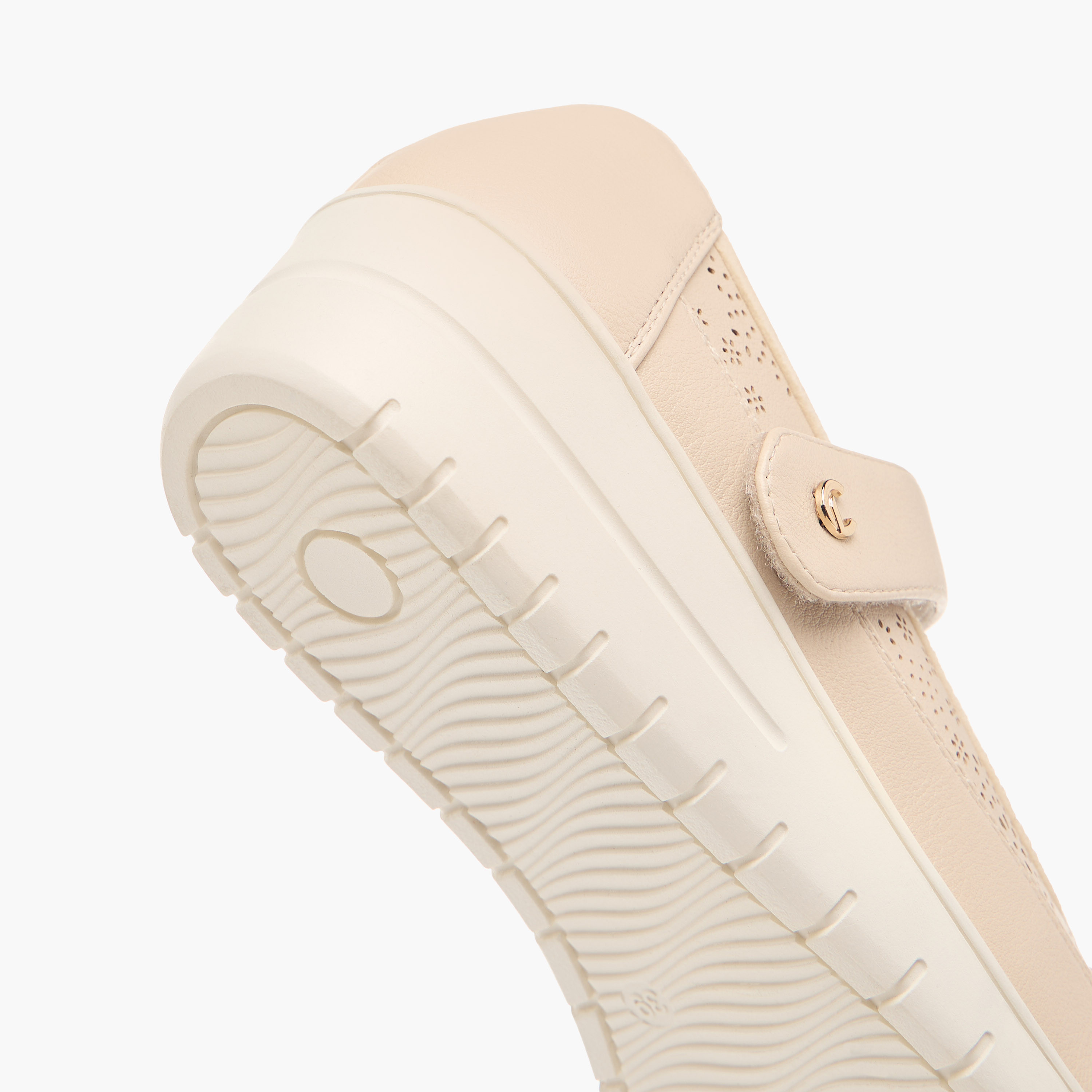 Le Confort Laser Cut Comfort Ballerina Shoes with Hook and Loop Closure-women-shoes-ballerinas-image-5