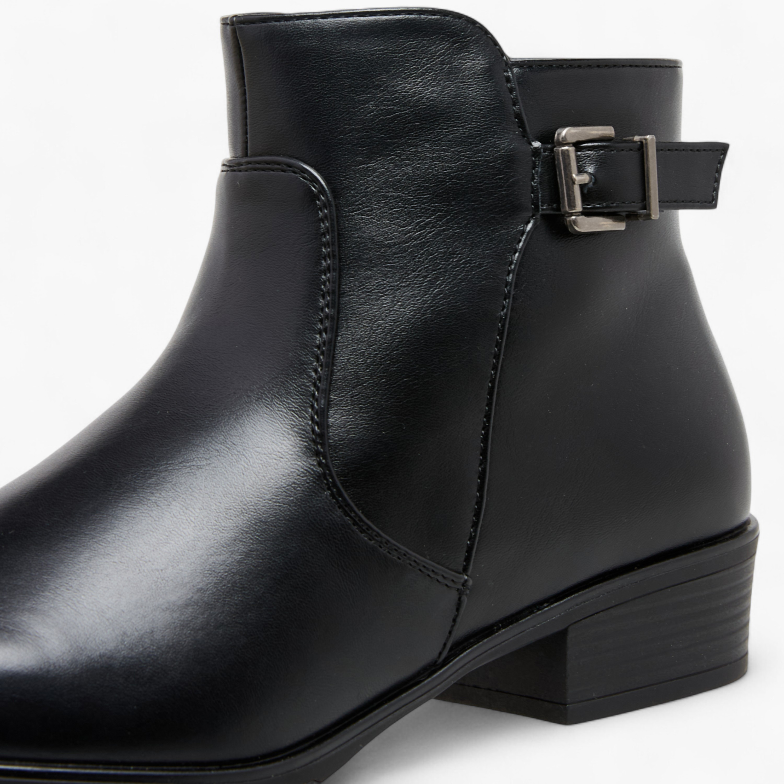 Celeste Women's Buckle Accent Block Heeled Ankle Boots with Zip Closure-women-shoes-boots-image-4