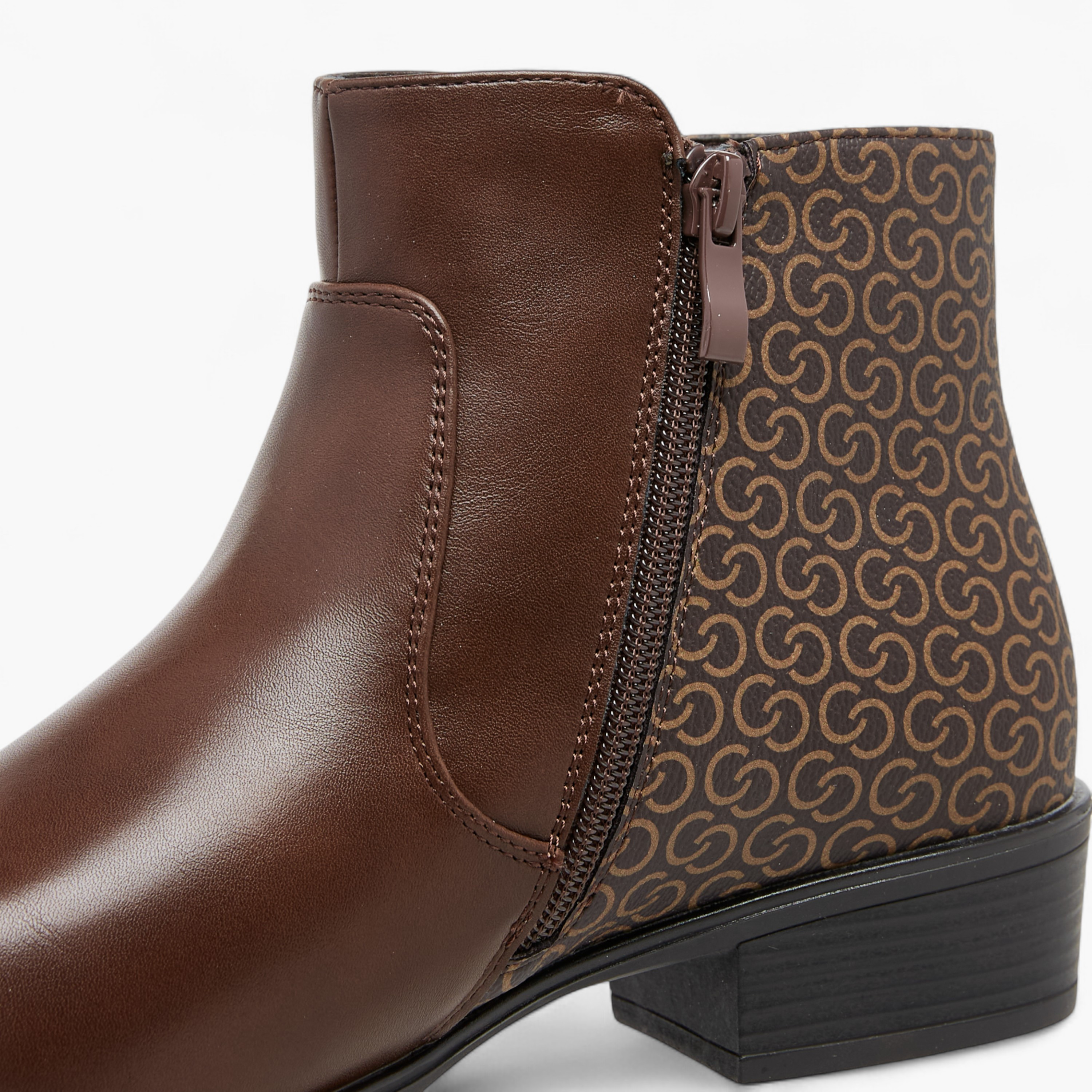 Celeste Women's Buckle Accent Block Heeled Ankle Boots with Zip Closure-women-shoes-boots-image-4