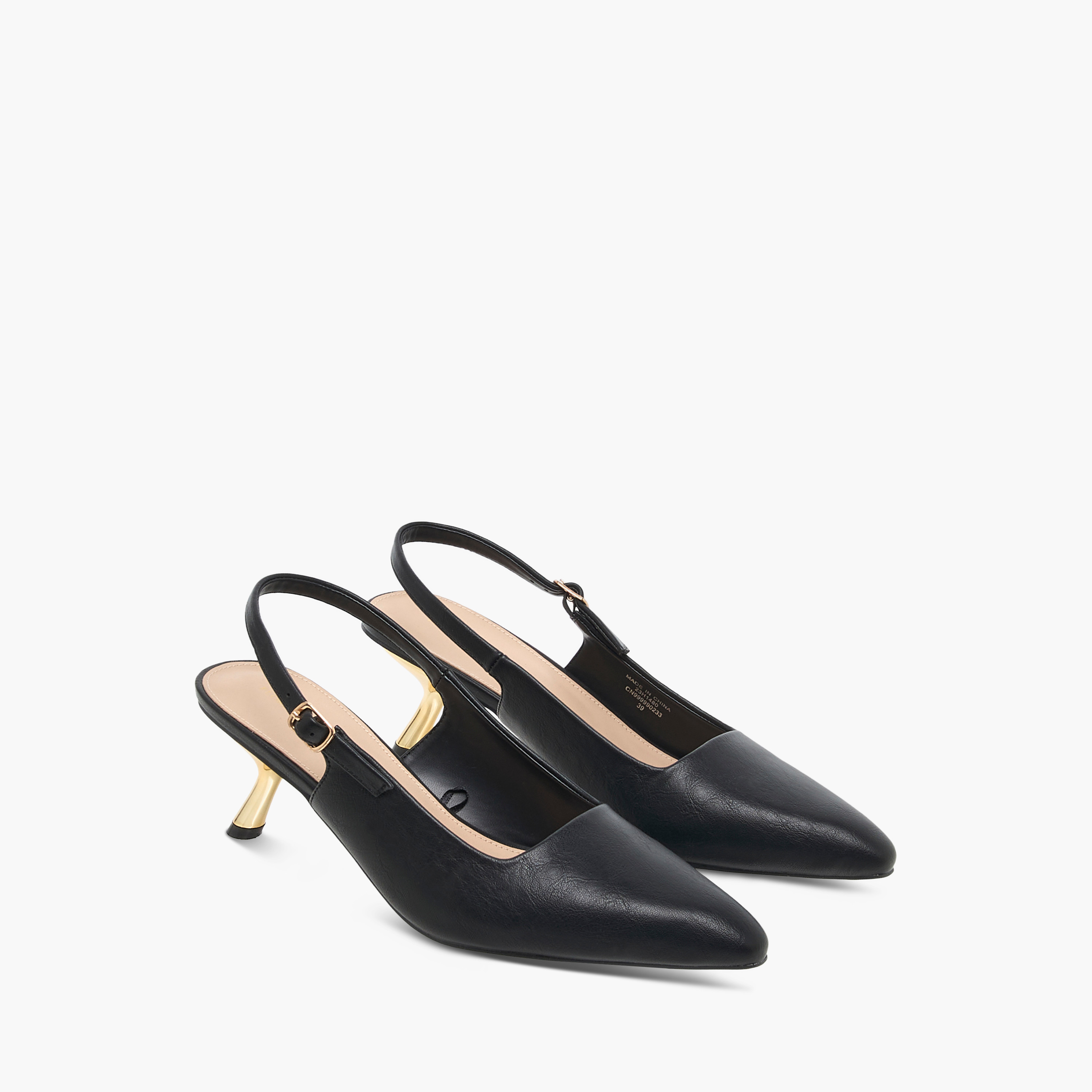 Flora Bella Solid Slingback Sandals with Buckle Closure and Kitten Heels-women-shoes-sandals-heeled-image-1