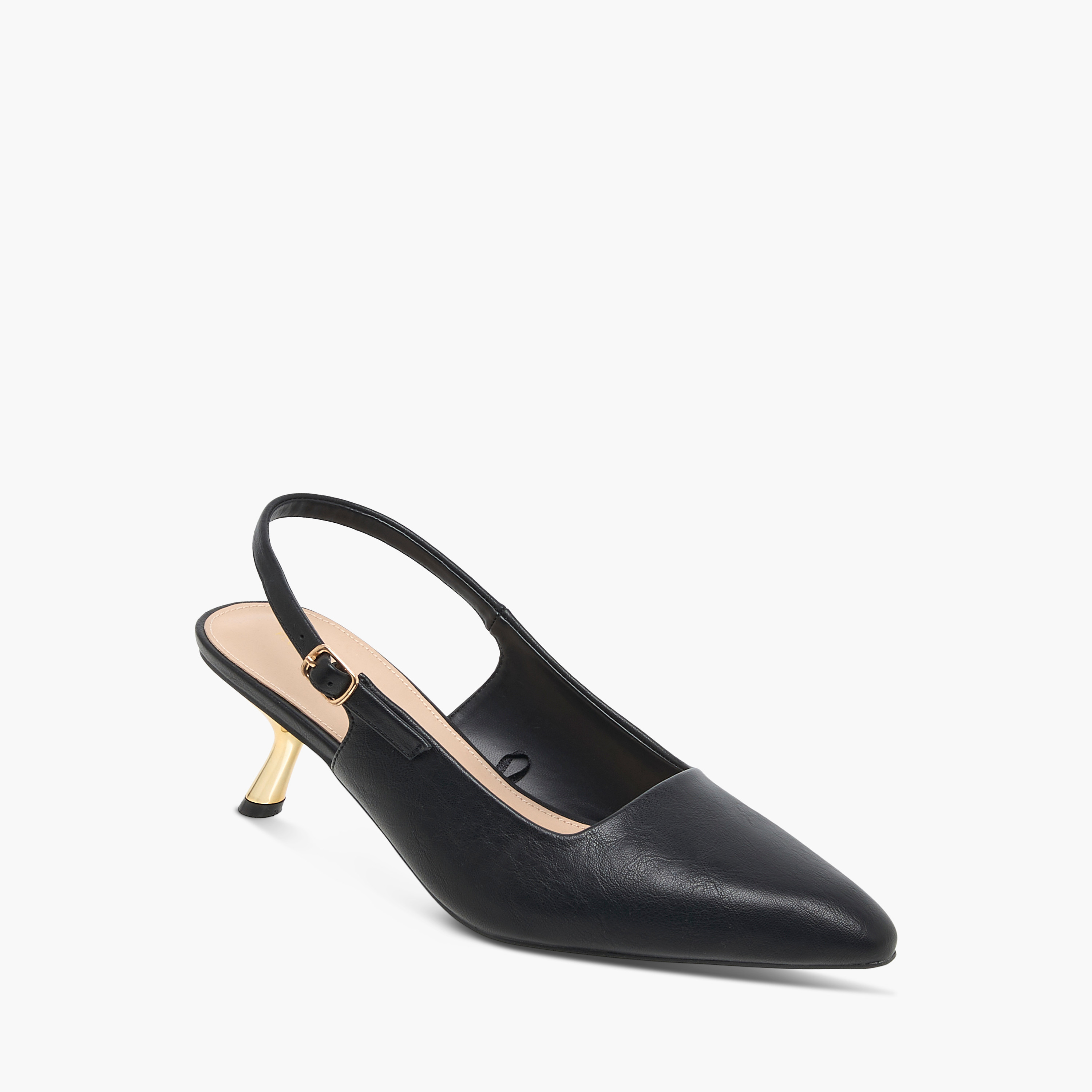 Flora Bella Solid Slingback Sandals with Buckle Closure and Kitten Heels-women-shoes-sandals-heeled-image-2