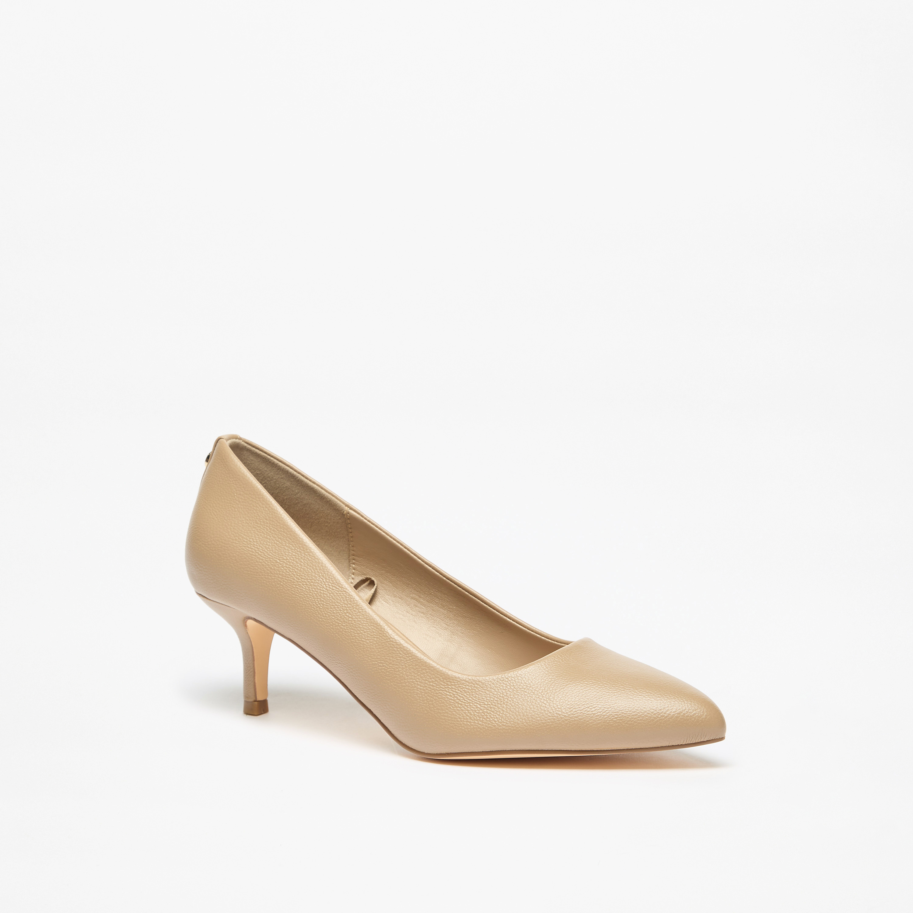 حذاء كلاسيكي سهل الارتداء بارز الملمس بكعب صغير من فلورا بيلا-women-shoes-heels-image-1