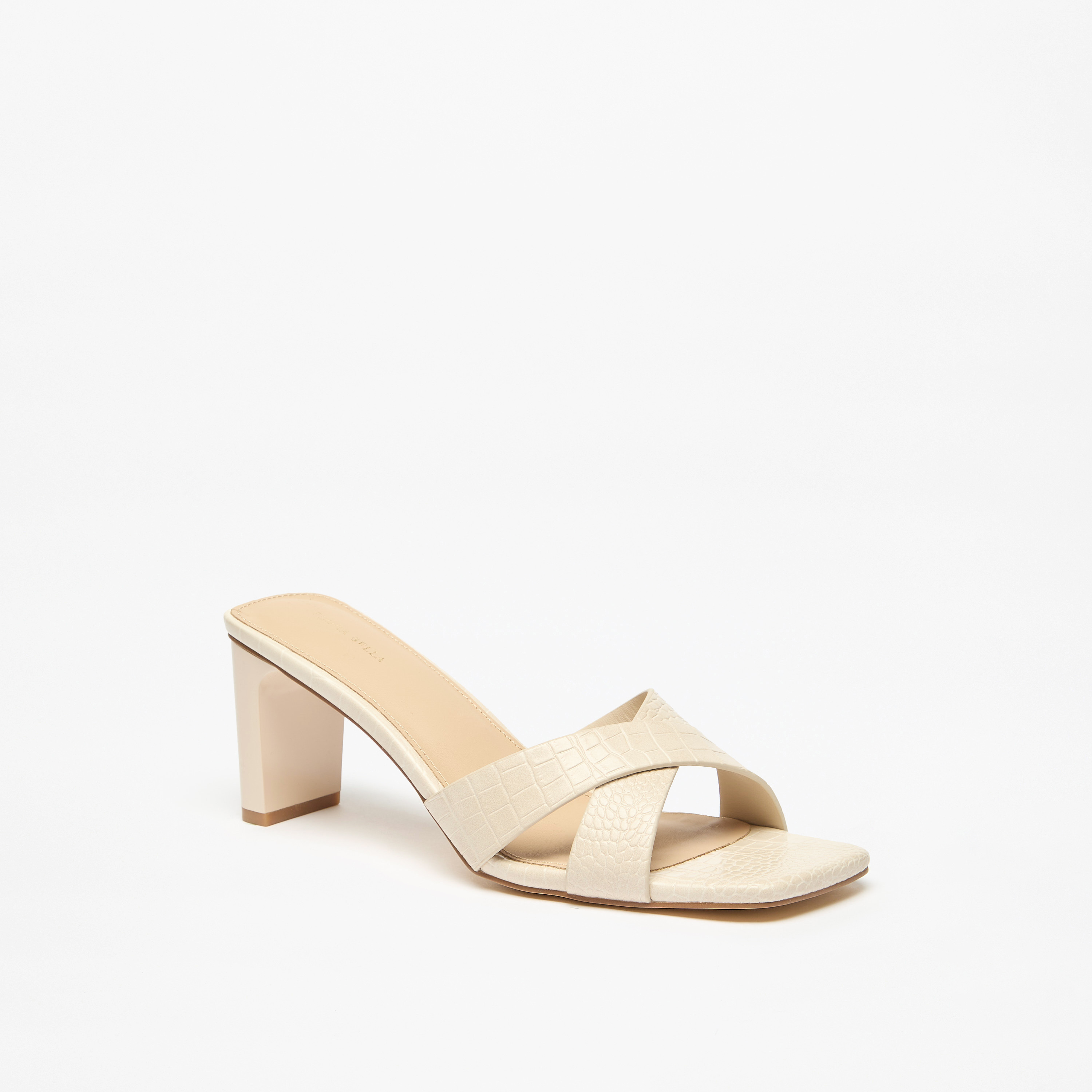 صندل سهل الارتداء بارز الملمس بحزام متقاطع وكعب سميك من فلورا بيلا-women-shoes-sandals-heeled-image-1