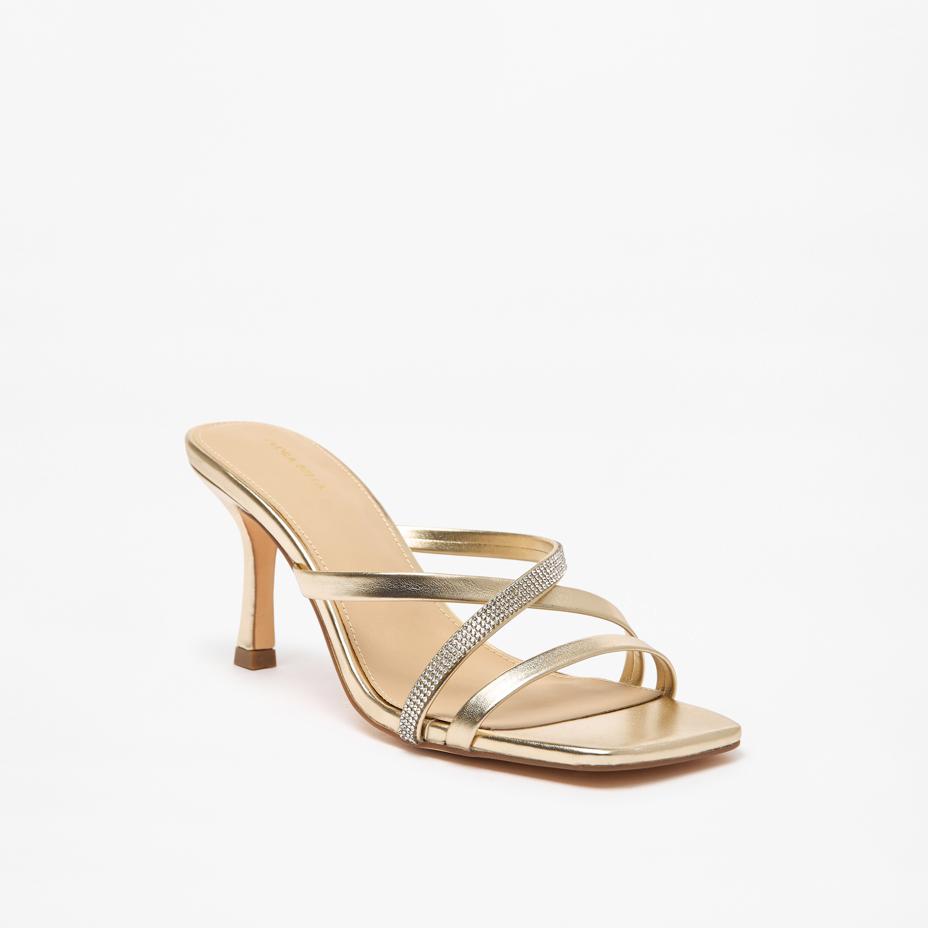 Flora Bella Embellished Cross Strap Slip-On Sandals with Flared Heels-women-shoes-sandals-heeled-image-1