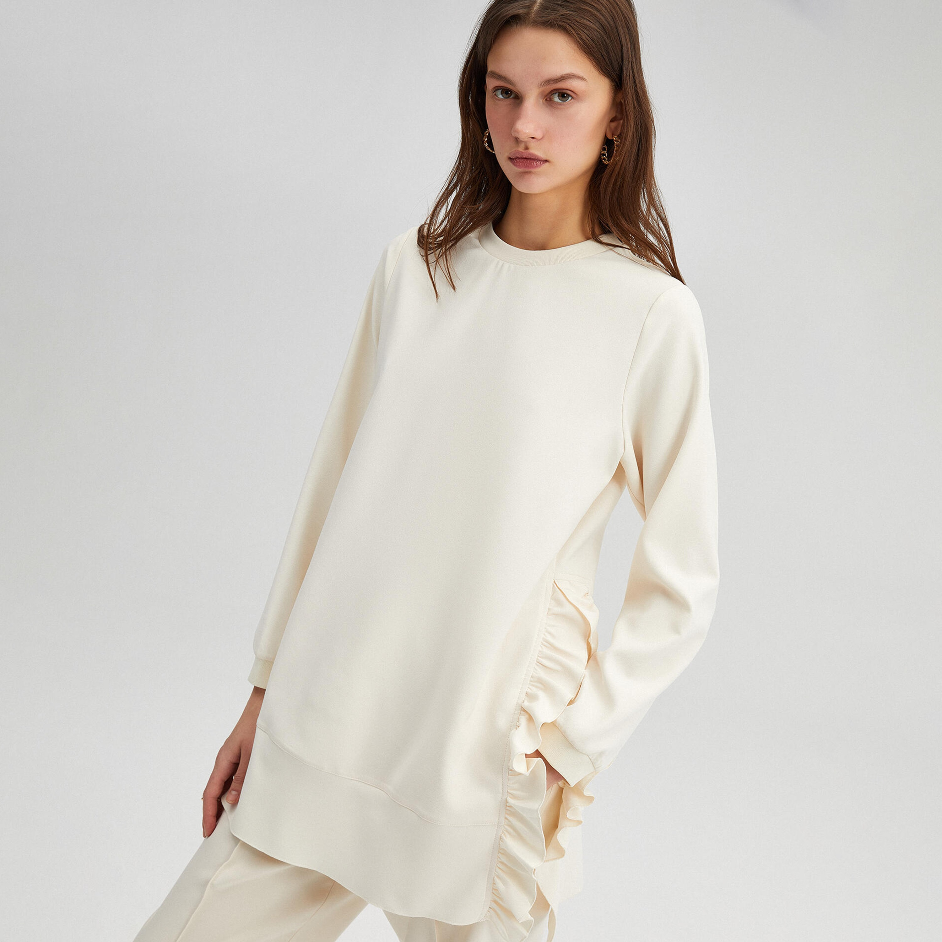 Touche Prive Plain Crew Neck Long Sleeves Tunic-women-clothing-shirtsandblouses-blouses-image-3
