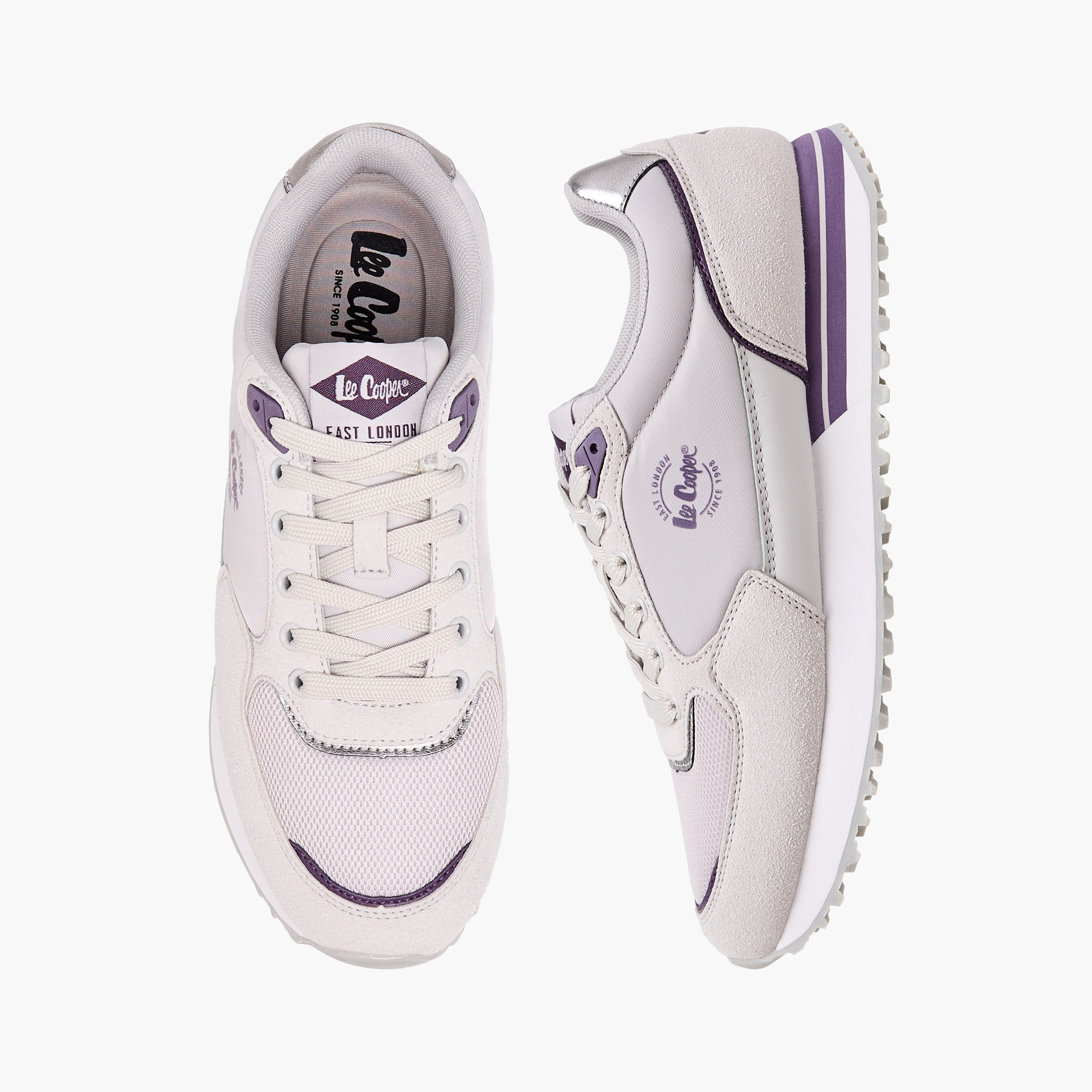 Lee Cooper Women's Logo Print Sneakers with Lace-Up Closure-women-shoes-sneakers-image-1