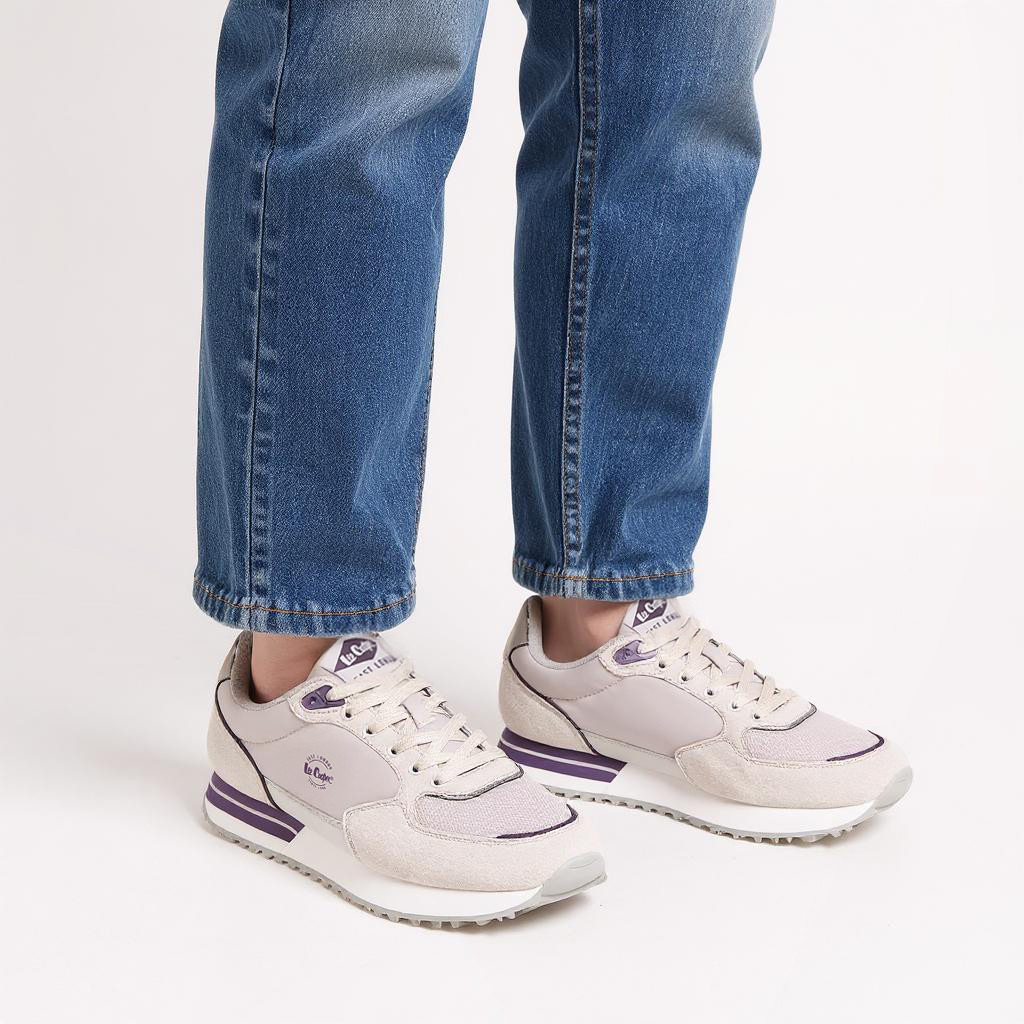 Lee Cooper Women's Logo Print Sneakers with Lace-Up Closure-women-shoes-sneakers-image-2