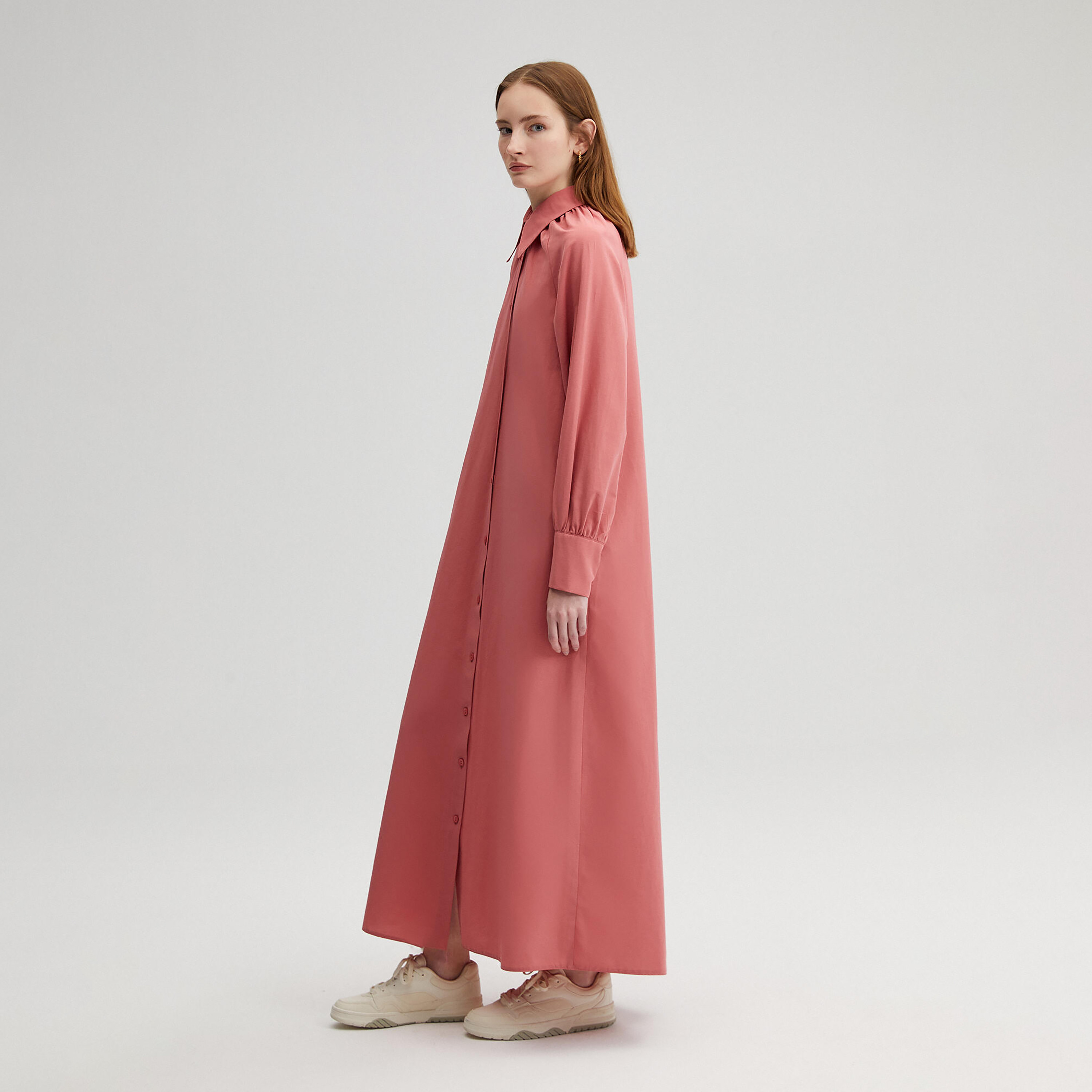 فستان ماكسي قميص سادة ذو ياقة من توش بريف-women-clothing-dresses-image-2
