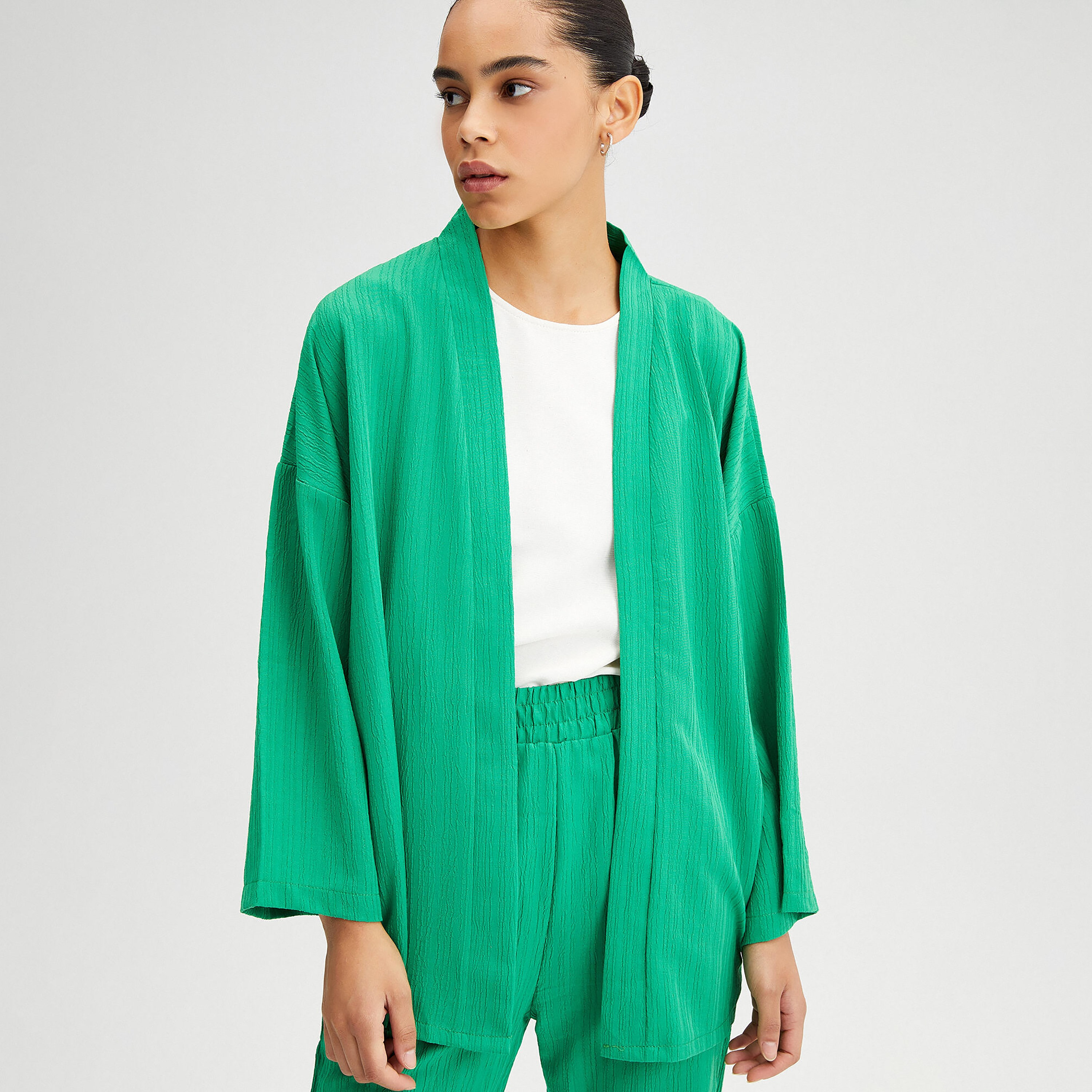 Touche Prive Textured Front Open Neck Long Sleeves Co-Ord Set-women-clothing-jumpsuits-image-3