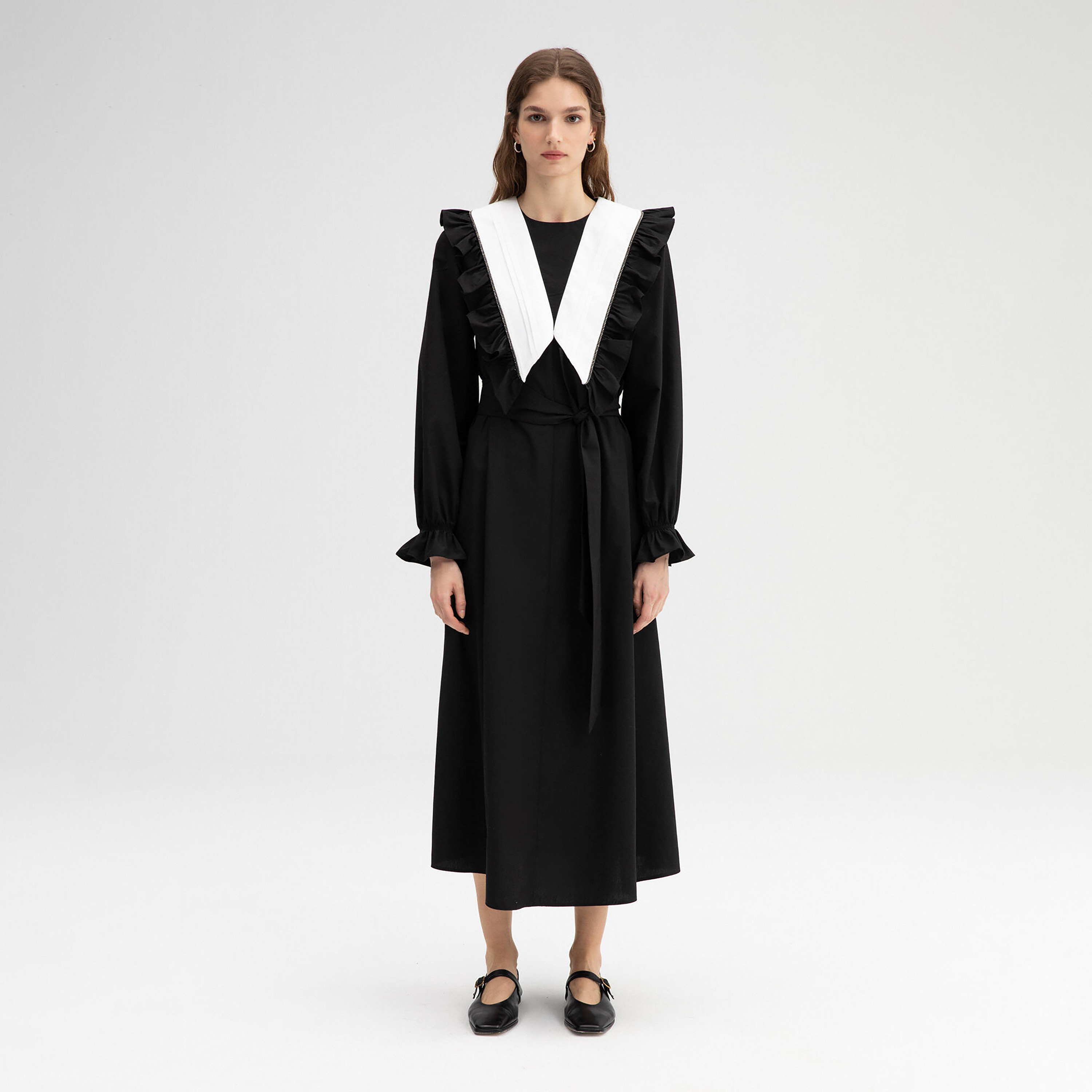 Touche Prive Ruffle Round Neck Belted Maxi Dress-women-clothing-dresses-image-1