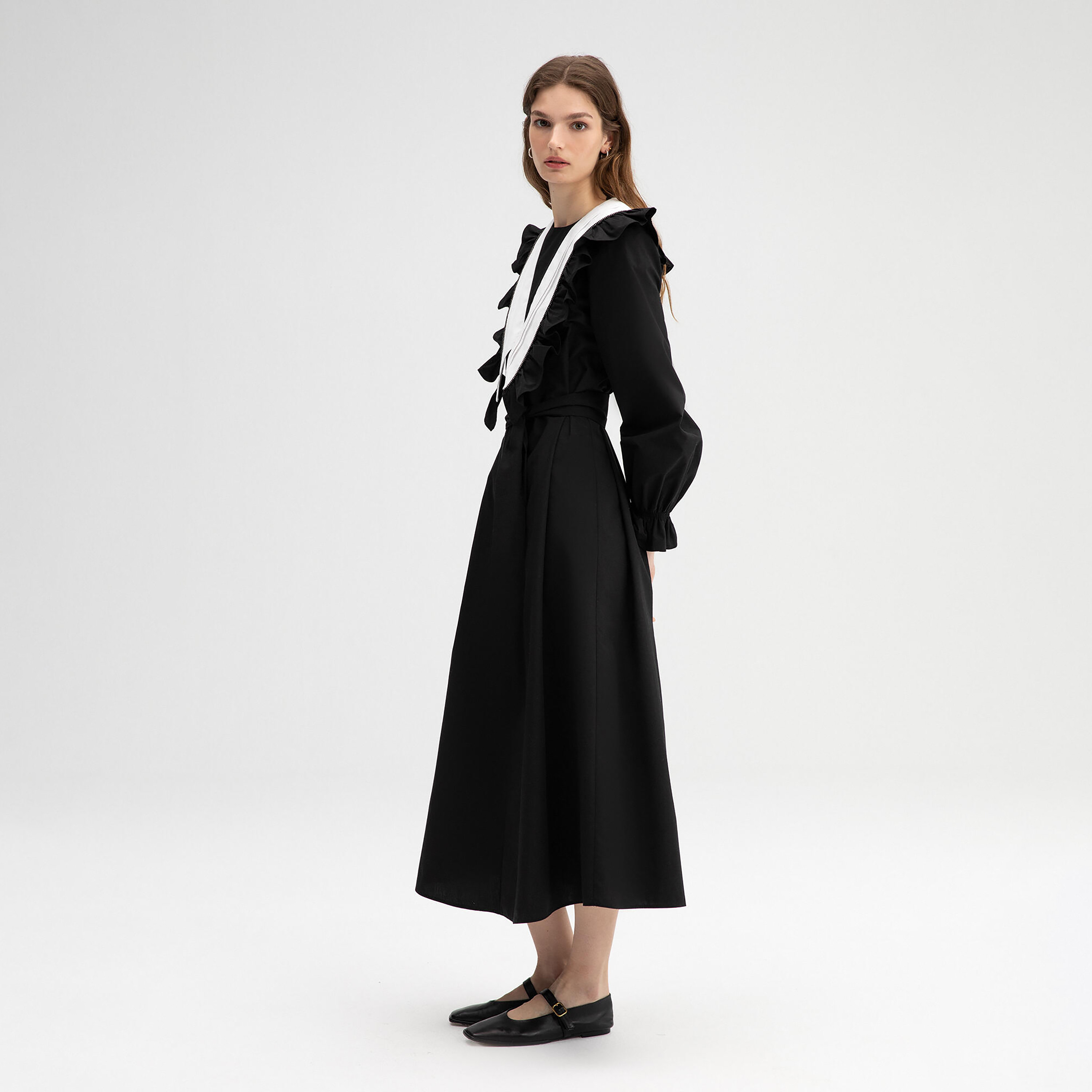Touche Prive Ruffle Round Neck Belted Maxi Dress-women-clothing-dresses-image-2