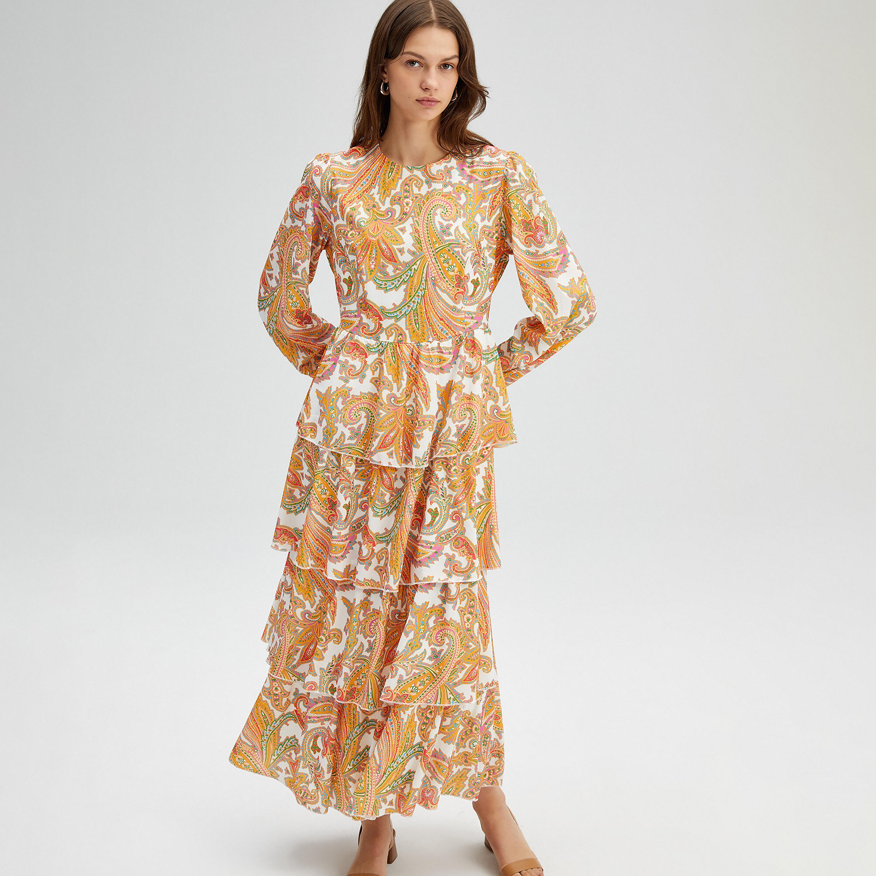 Touche Prive Paisley Round Neck A-Line Maxi Dress-women-clothing-dresses-image-2