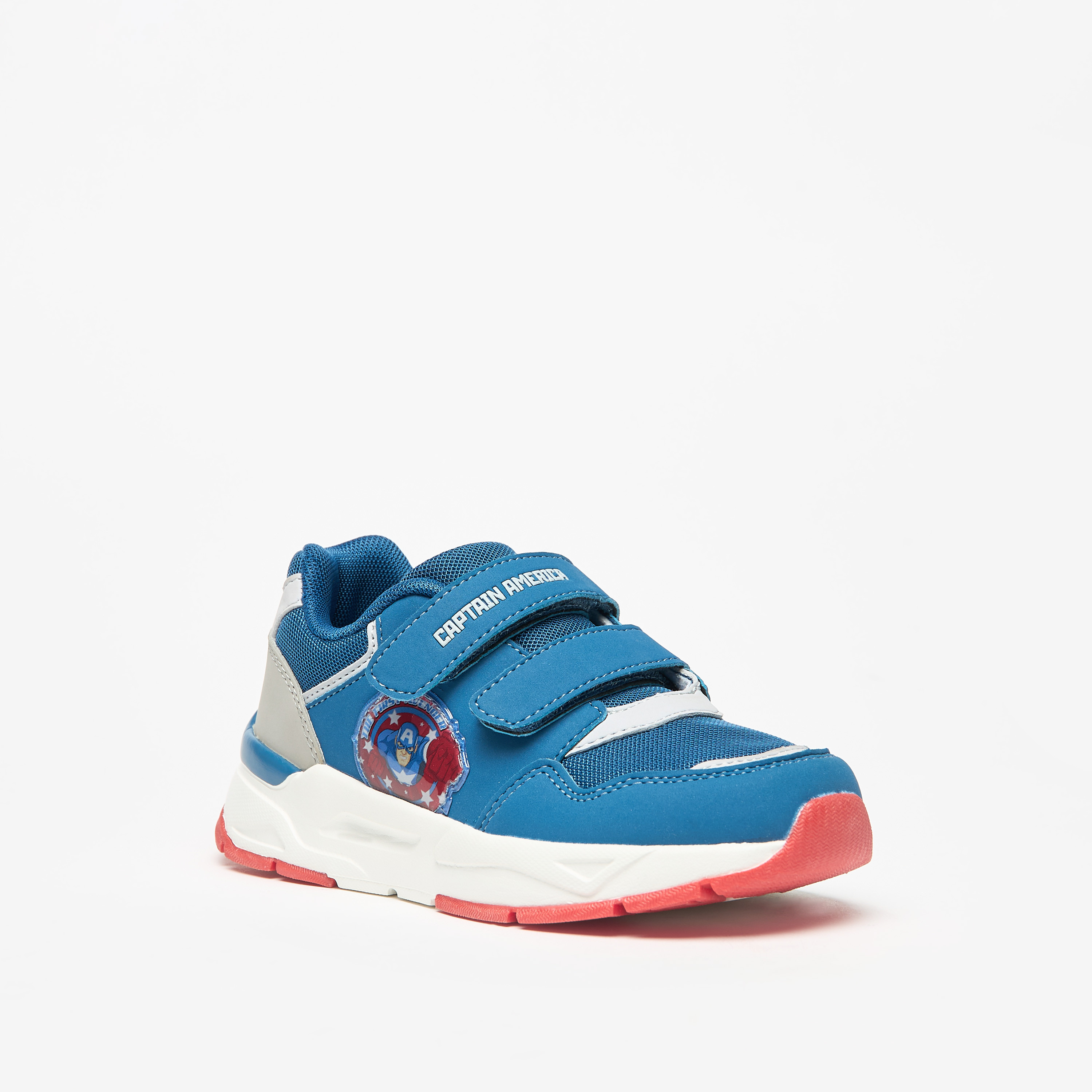 Shop Marvel Captain America Print Sneakers with Hook and Loop Closure Online Splash Bahrain