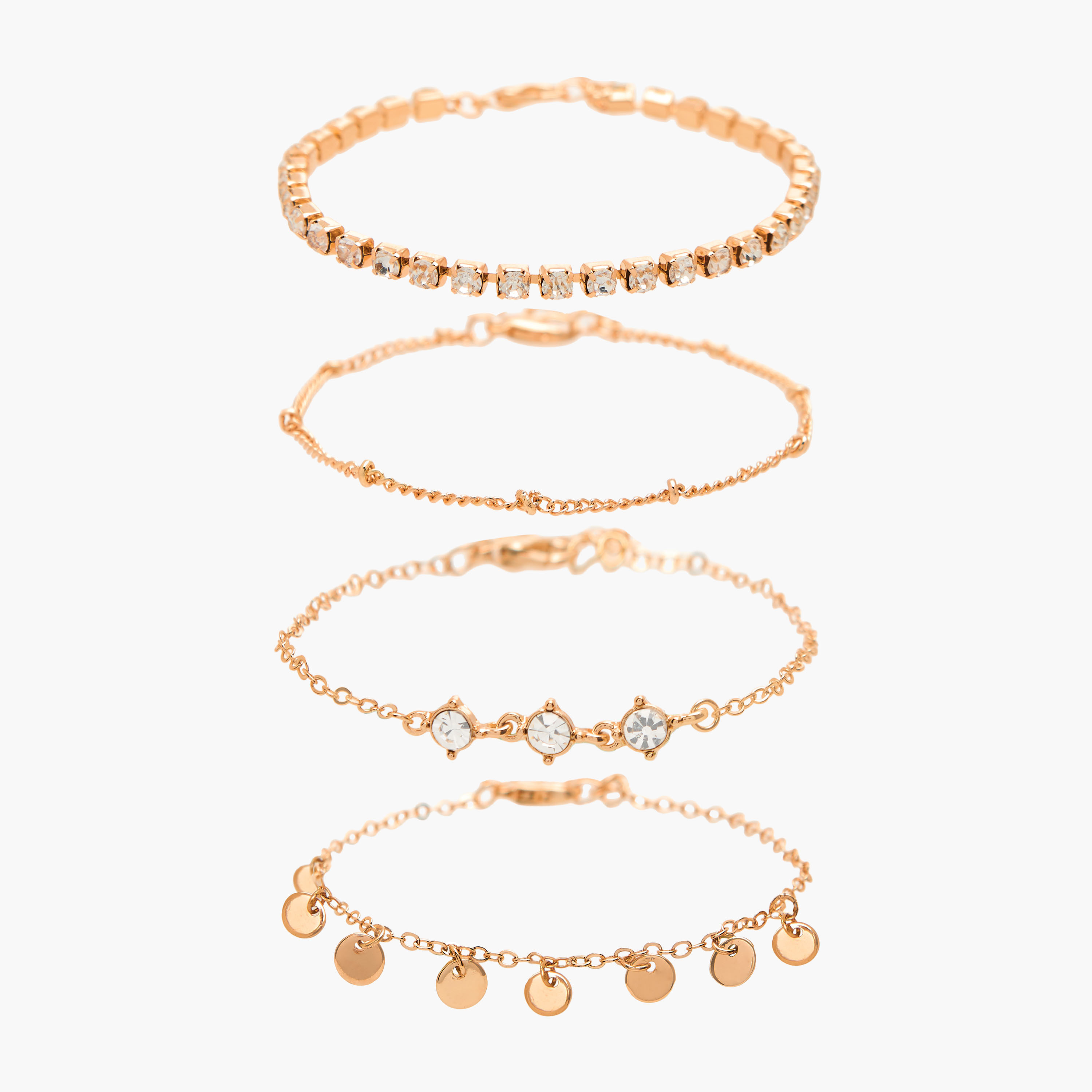 أساور مزينة بلون ذهبي من فلورا بيلا - عبوة 4 قطع-women-watchesandjewellery-jewellery-banglesandbracelets-image-1