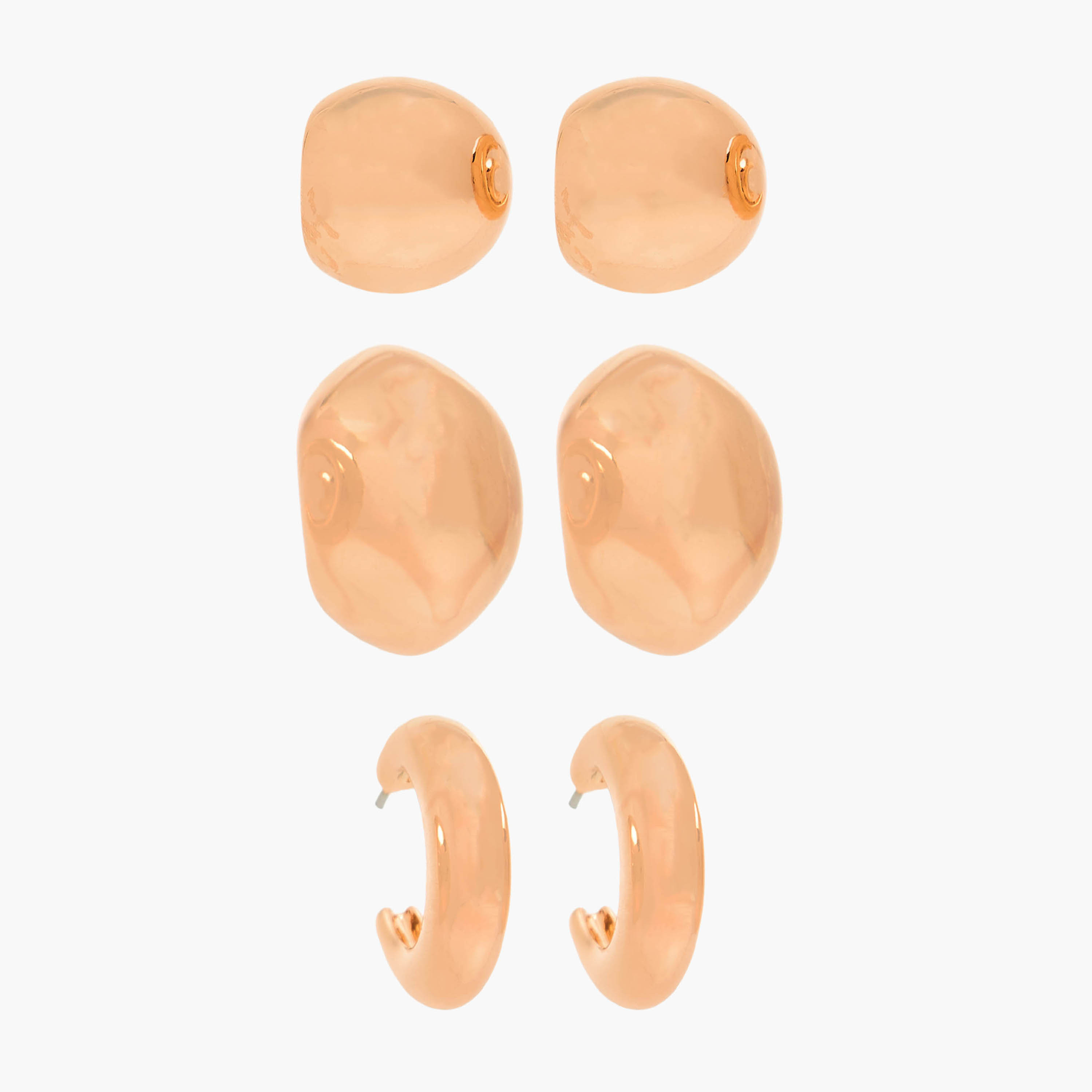Flora Bella Pack of 3 Gold Tone Earrings with Pushback Closure-women-watchesandjewellery-jewellery-earrings-image-1