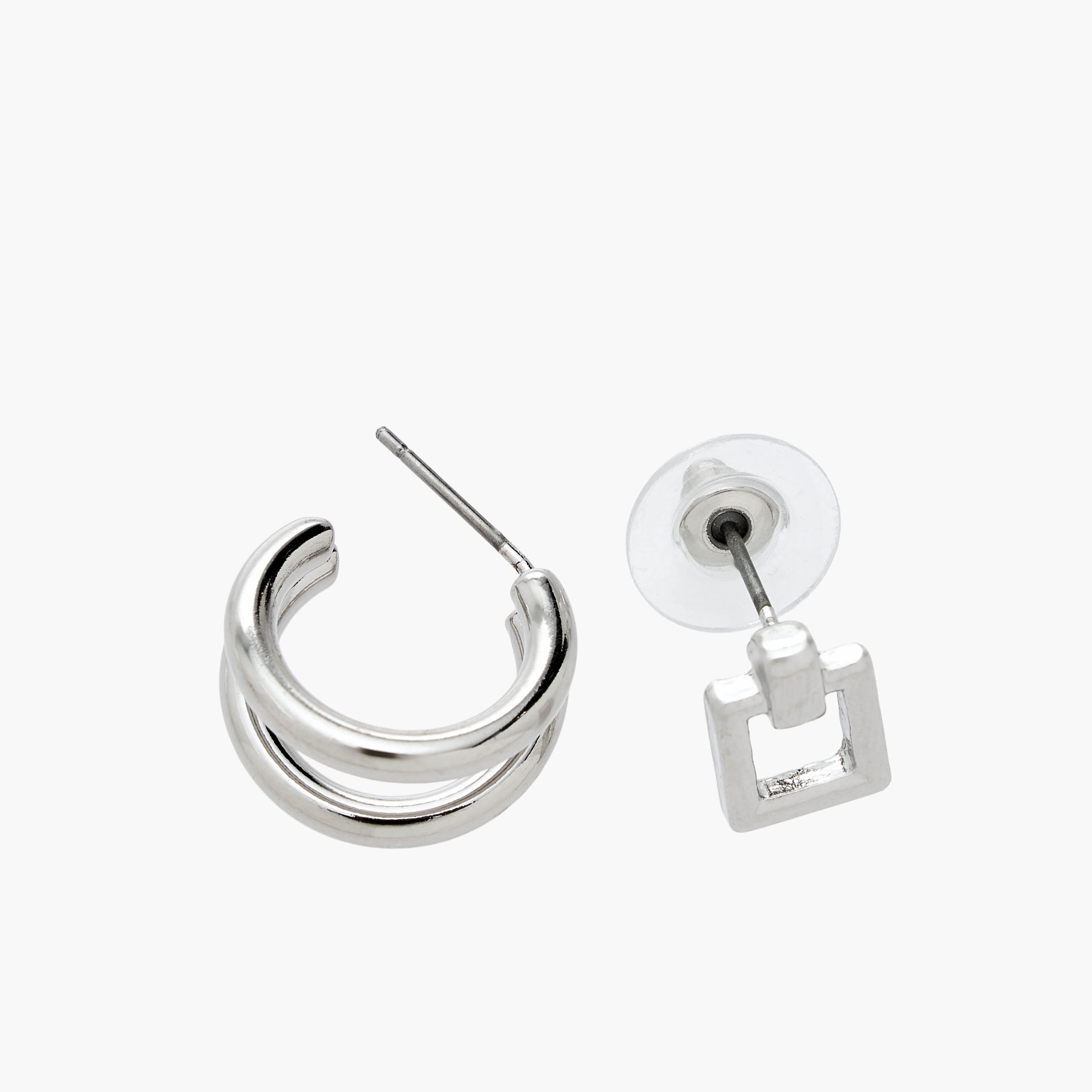 Flora Bella Pack of 9 Silver Tone Earrings with Pushback Closure-women-watchesandjewellery-jewellery-earrings-image-4