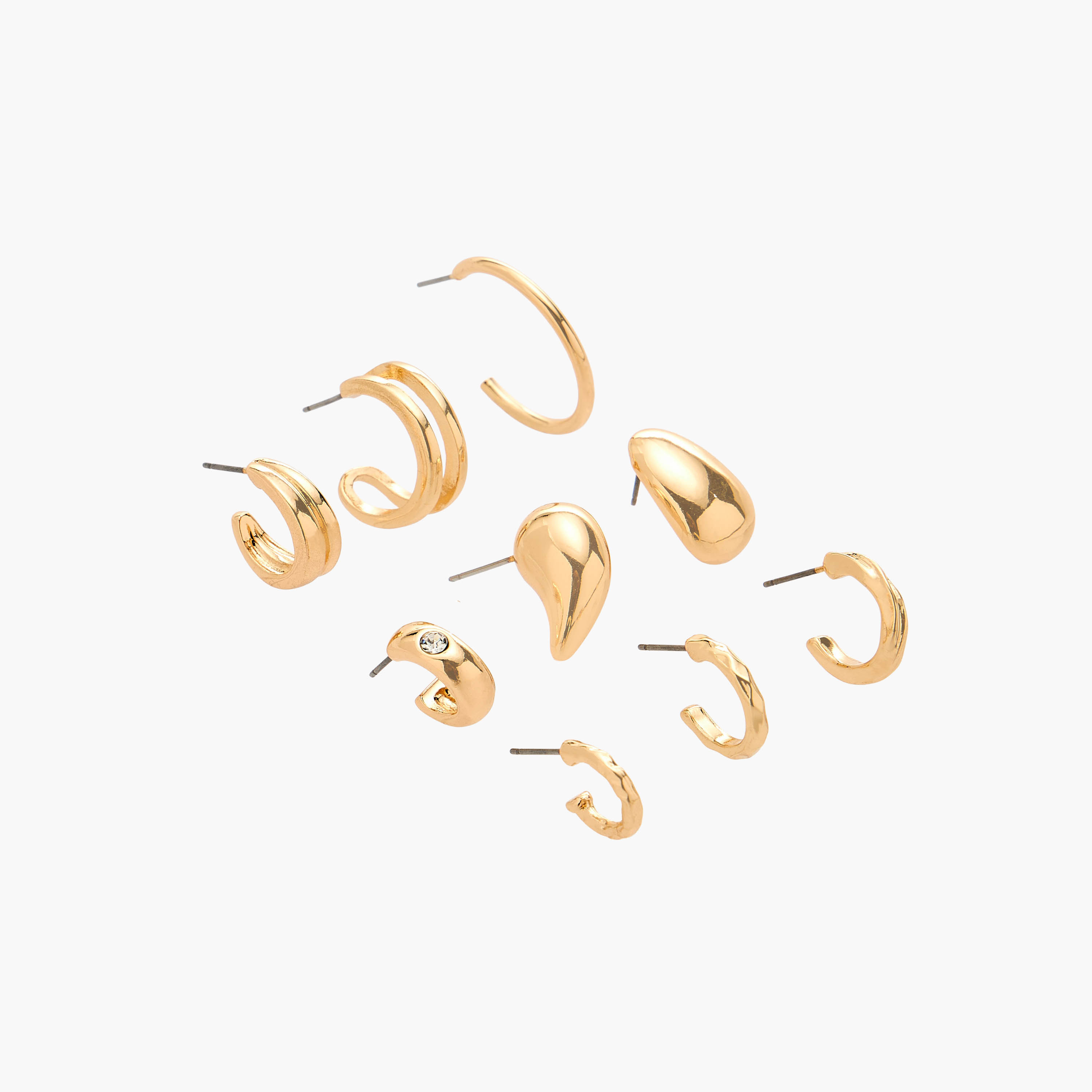 Flora Bella Pack of 9 Metallic Earrings with Pushback Closure-women-watchesandjewellery-jewellery-earrings-image-2