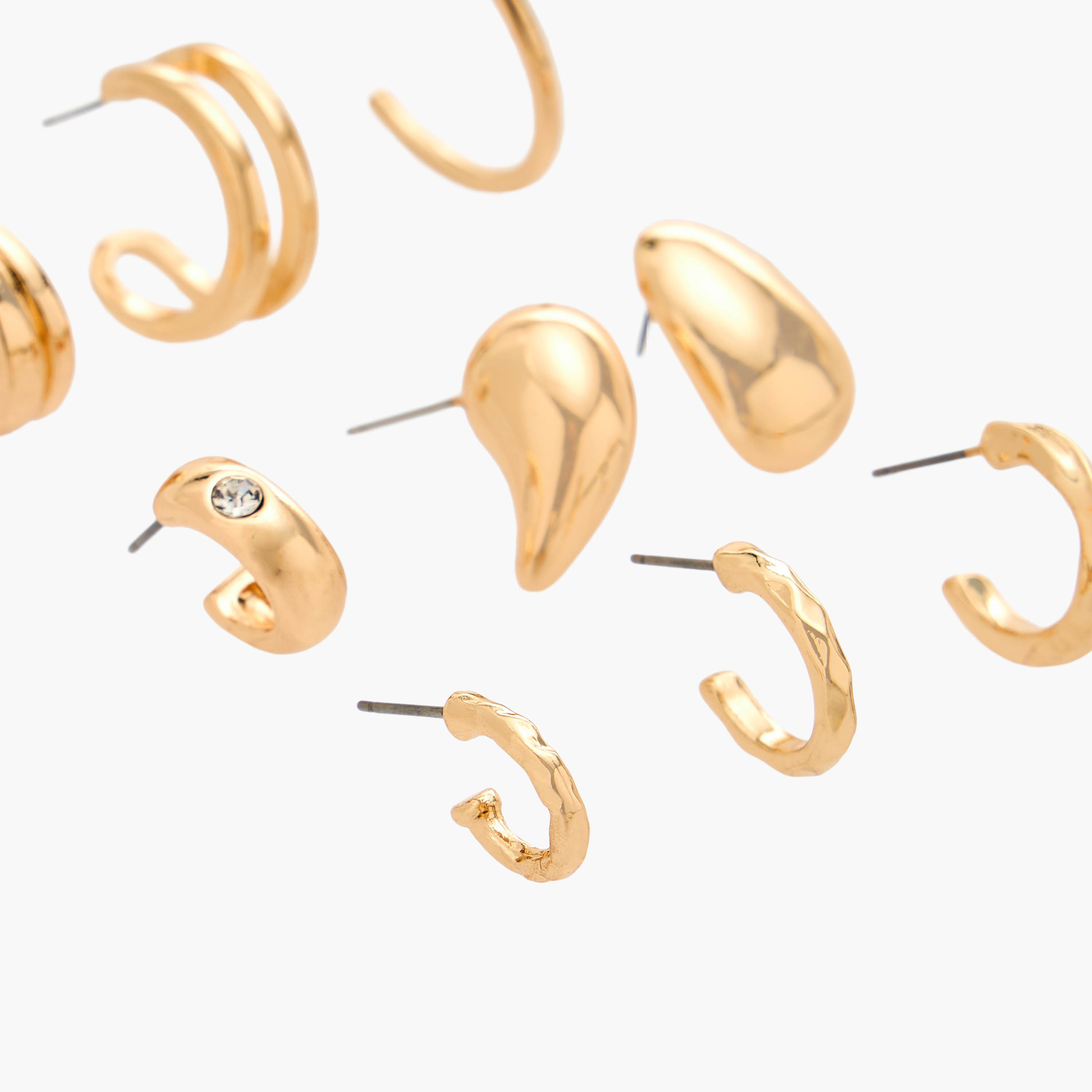 Flora Bella Pack of 9 Metallic Earrings with Pushback Closure-women-watchesandjewellery-jewellery-earrings-image-3