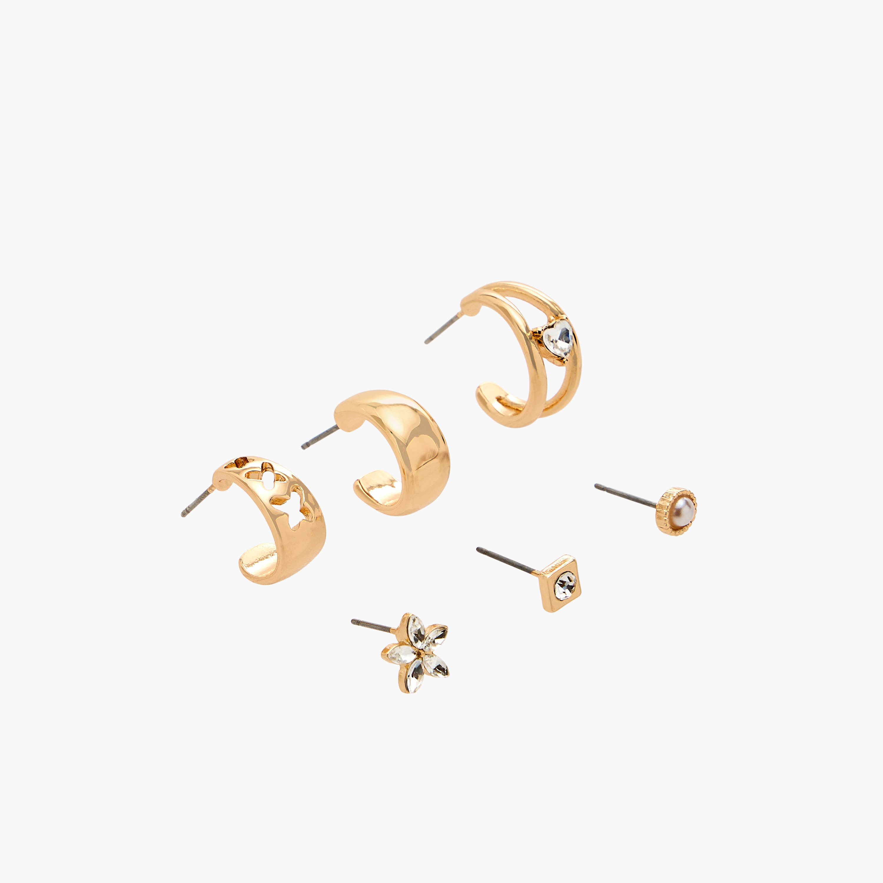 طقم حلقان ميتاليك بمكبس إغلاق خلفي 6 أزواج من فلورا بيلا-women-watchesandjewellery-jewellery-earrings-image-2