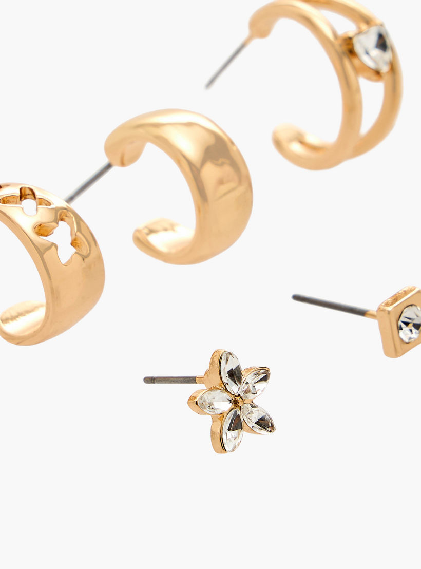 طقم حلقان ميتاليك بمكبس إغلاق خلفي 6 أزواج من فلورا بيلا-women-watchesandjewellery-jewellery-earrings-image-3