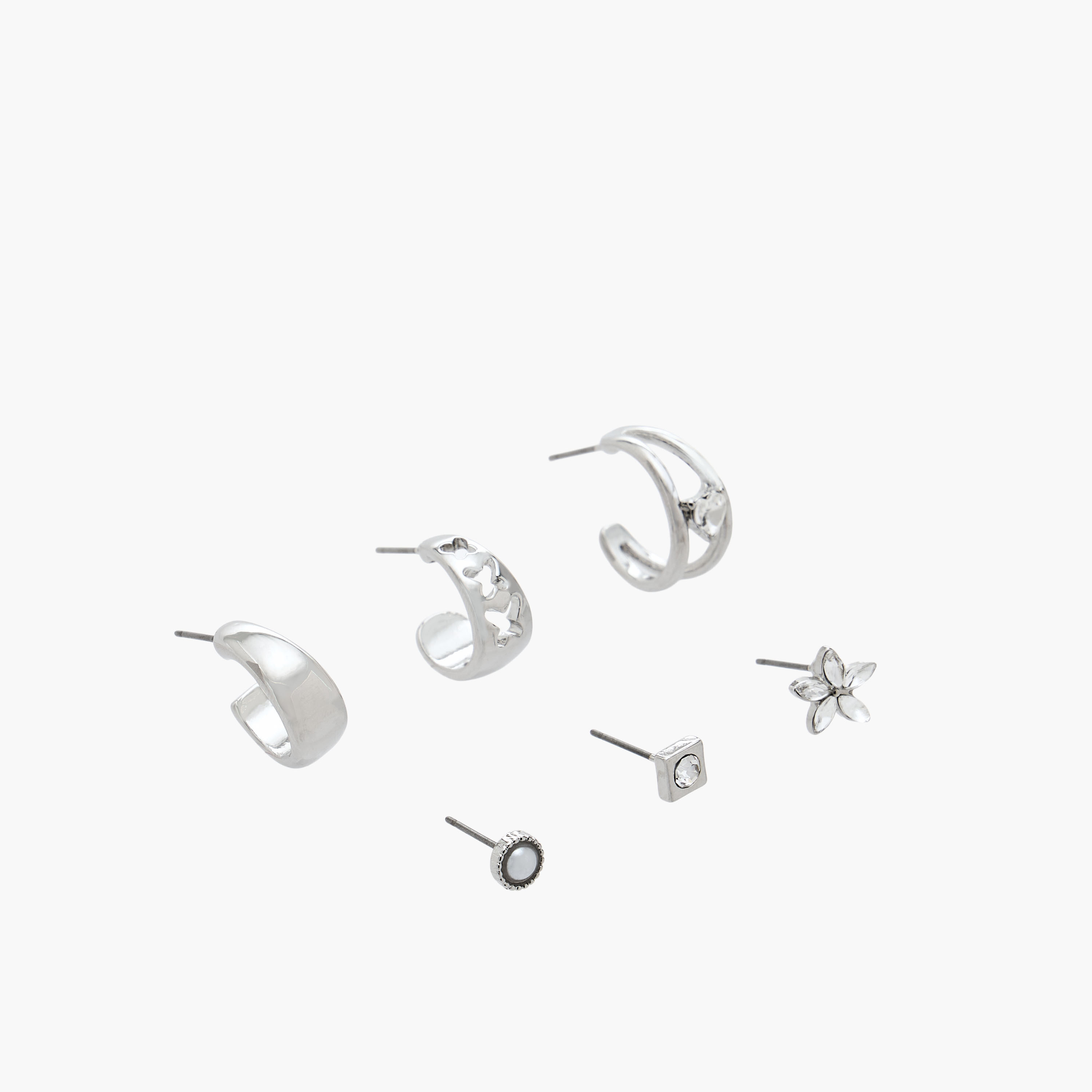 طقم حلقان ميتاليك بمكبس إغلاق خلفي 6 أزواج من فلورا بيلا-women-watchesandjewellery-jewellery-earrings-image-2