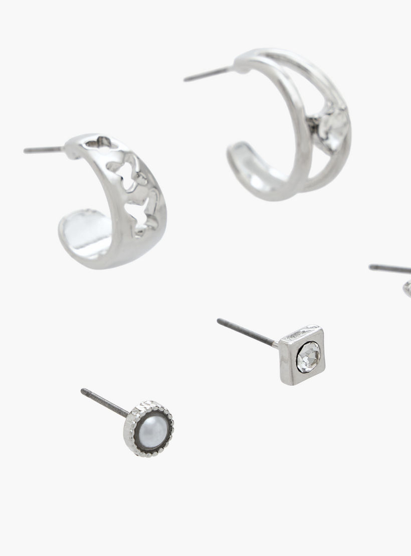 طقم حلقان ميتاليك بمكبس إغلاق خلفي 6 أزواج من فلورا بيلا-women-watchesandjewellery-jewellery-earrings-image-3