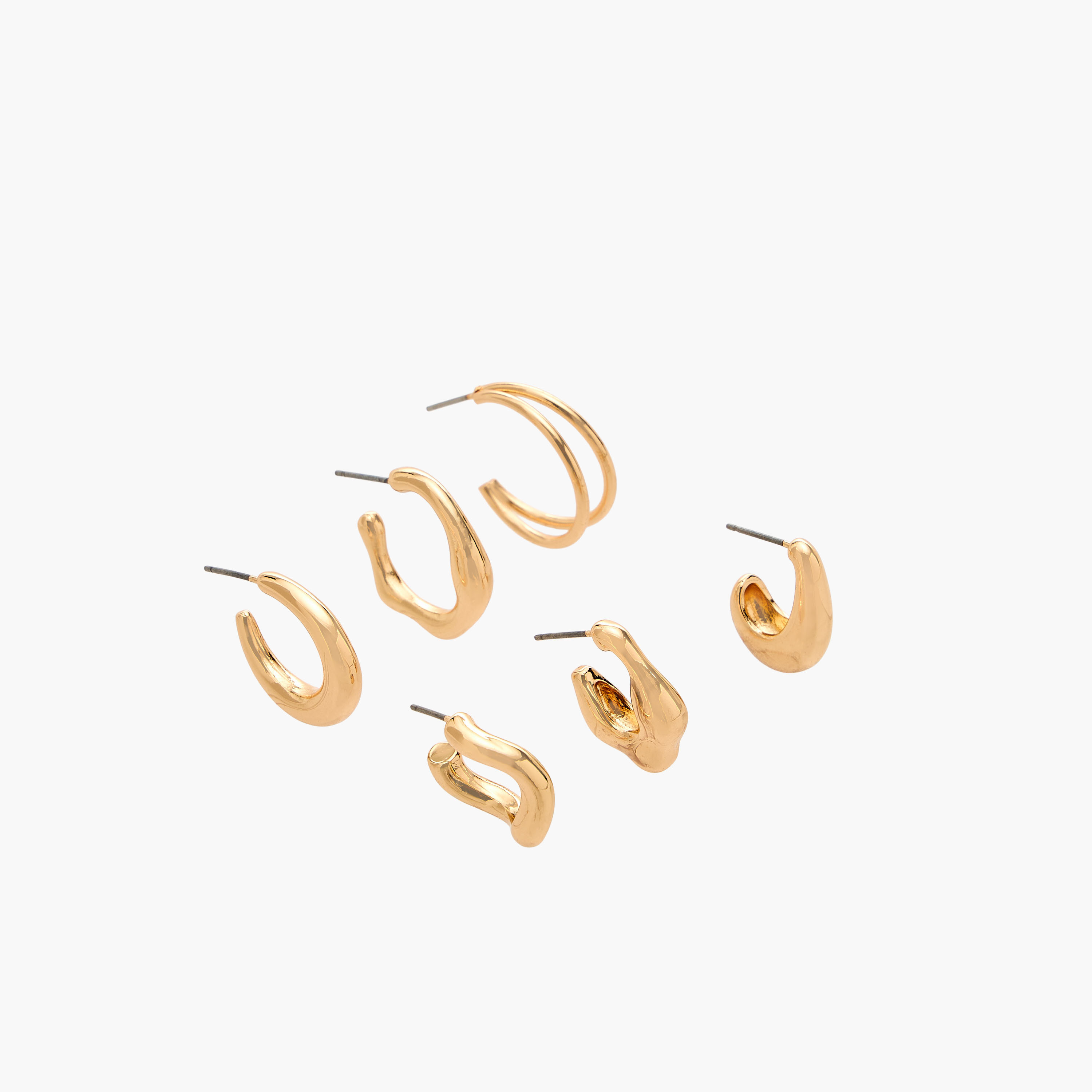 طقم حلقان طوق بلون ذهبي بمكبس إغلاق خلفي 6 قطع من فلورا بيلا-women-watchesandjewellery-jewellery-earrings-image-2