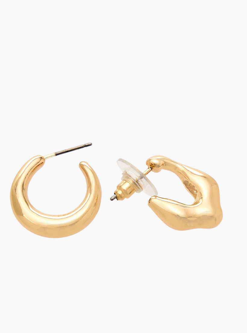طقم حلقان طوق بلون ذهبي بمكبس إغلاق خلفي 6 قطع من فلورا بيلا-women-watchesandjewellery-jewellery-earrings-image-4