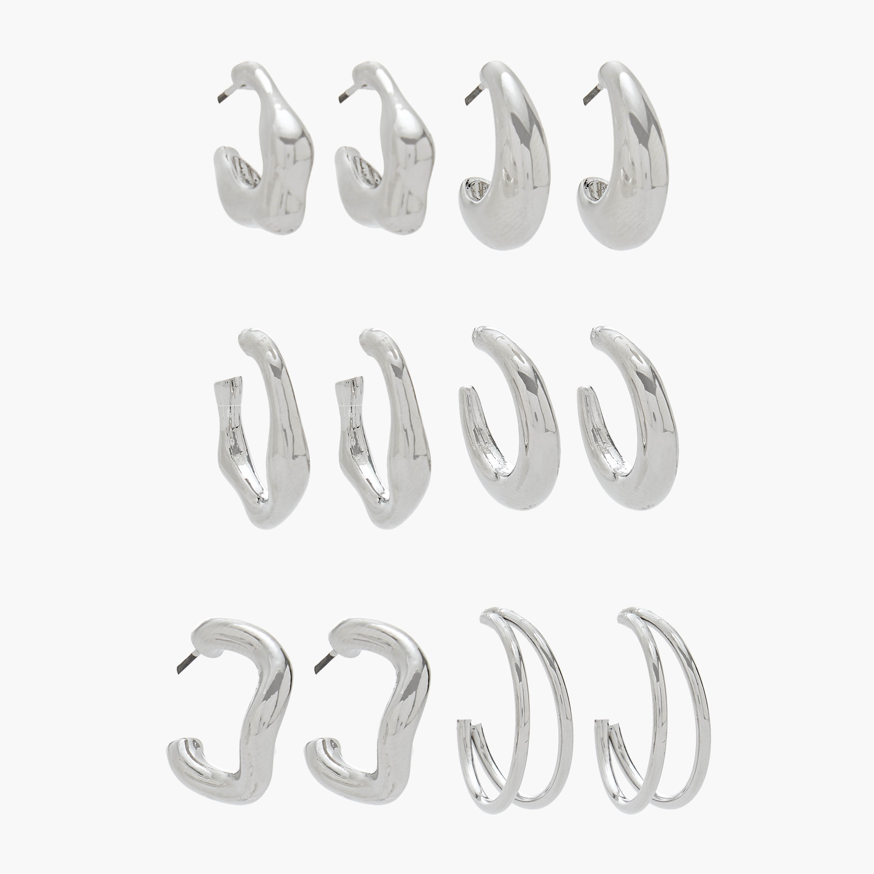 Flora Bella Pack of 6 Gold Tone Hoop Earrings with Pushback Closure-women-watchesandjewellery-jewellery-earrings-image-1