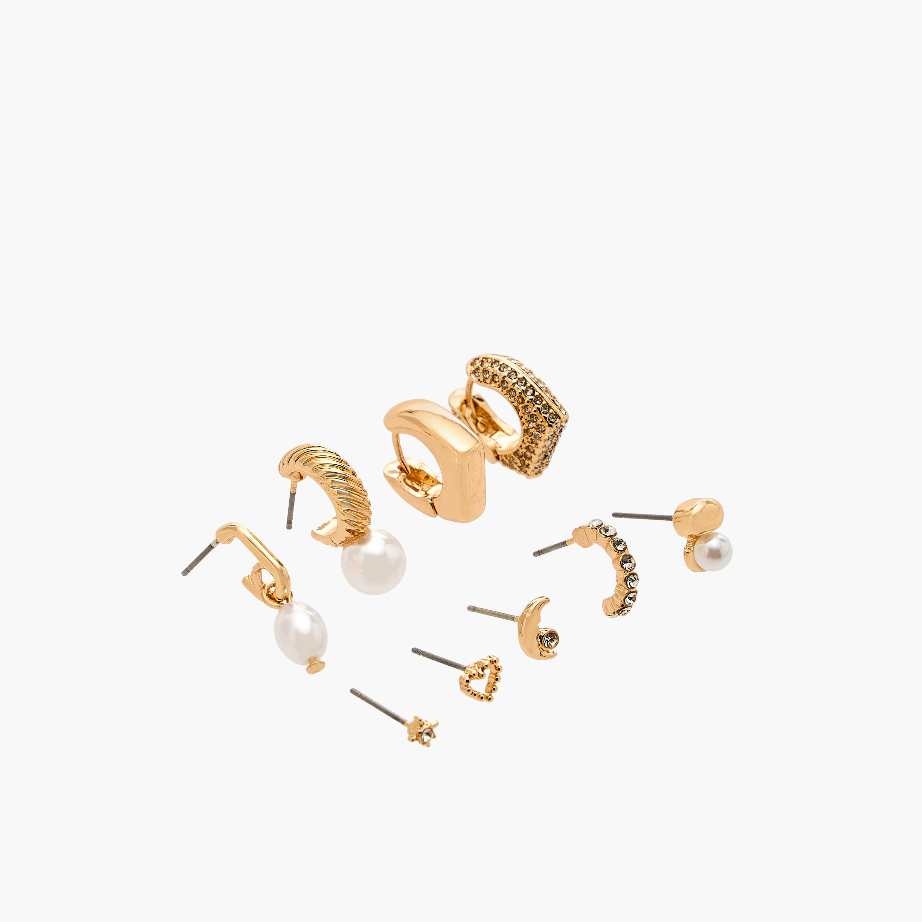 Flora Bella Pack of 9 Gold Tone Assorted Earrings-women-watchesandjewellery-jewellery-earrings-image-2