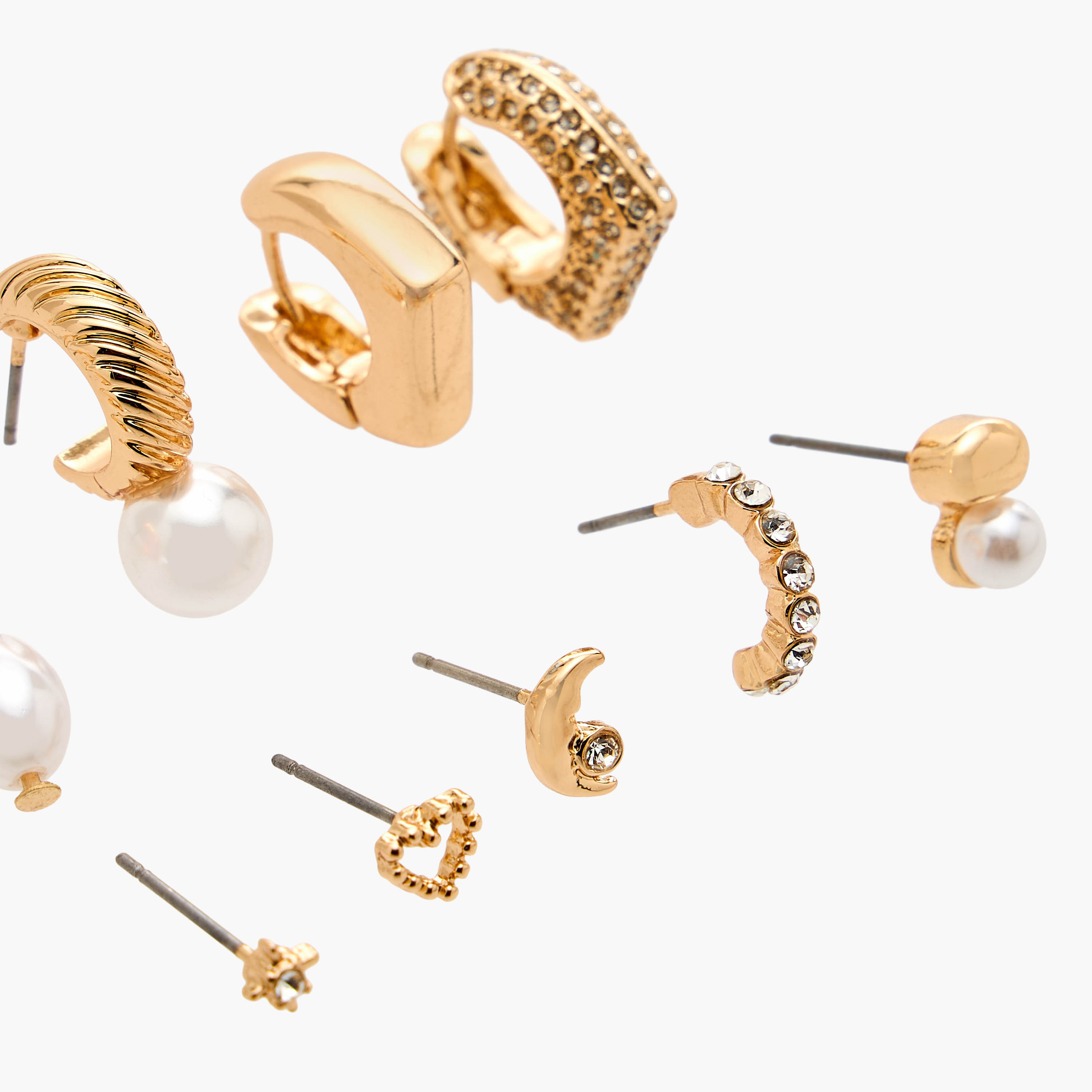 Flora Bella Pack of 9 Gold Tone Assorted Earrings-women-watchesandjewellery-jewellery-earrings-image-3