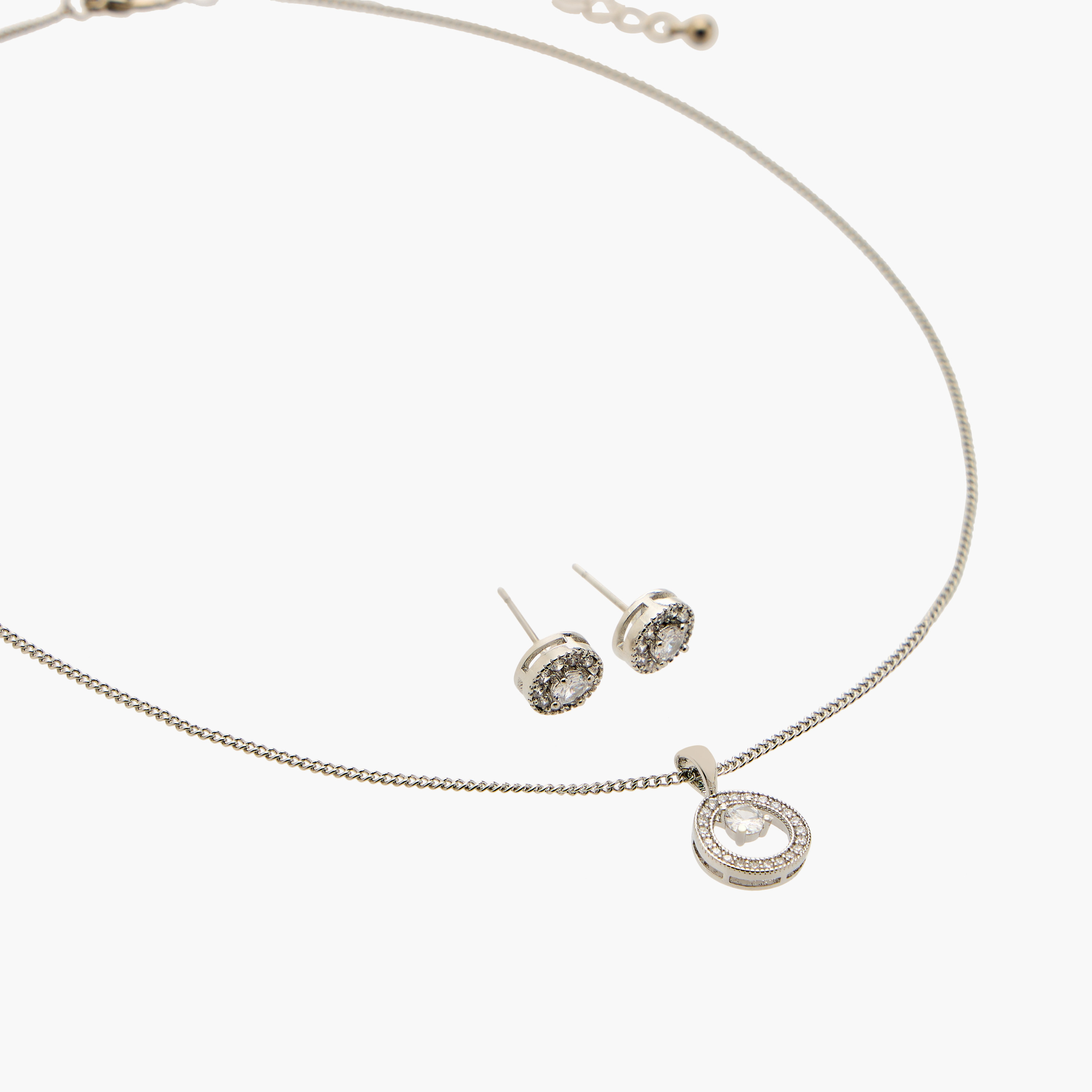 طقم عقد وحلق معدن بتزيينات قطعتين من فلورا بيلا-women-watchesandjewellery-jewellery-jewellerysets-image-3