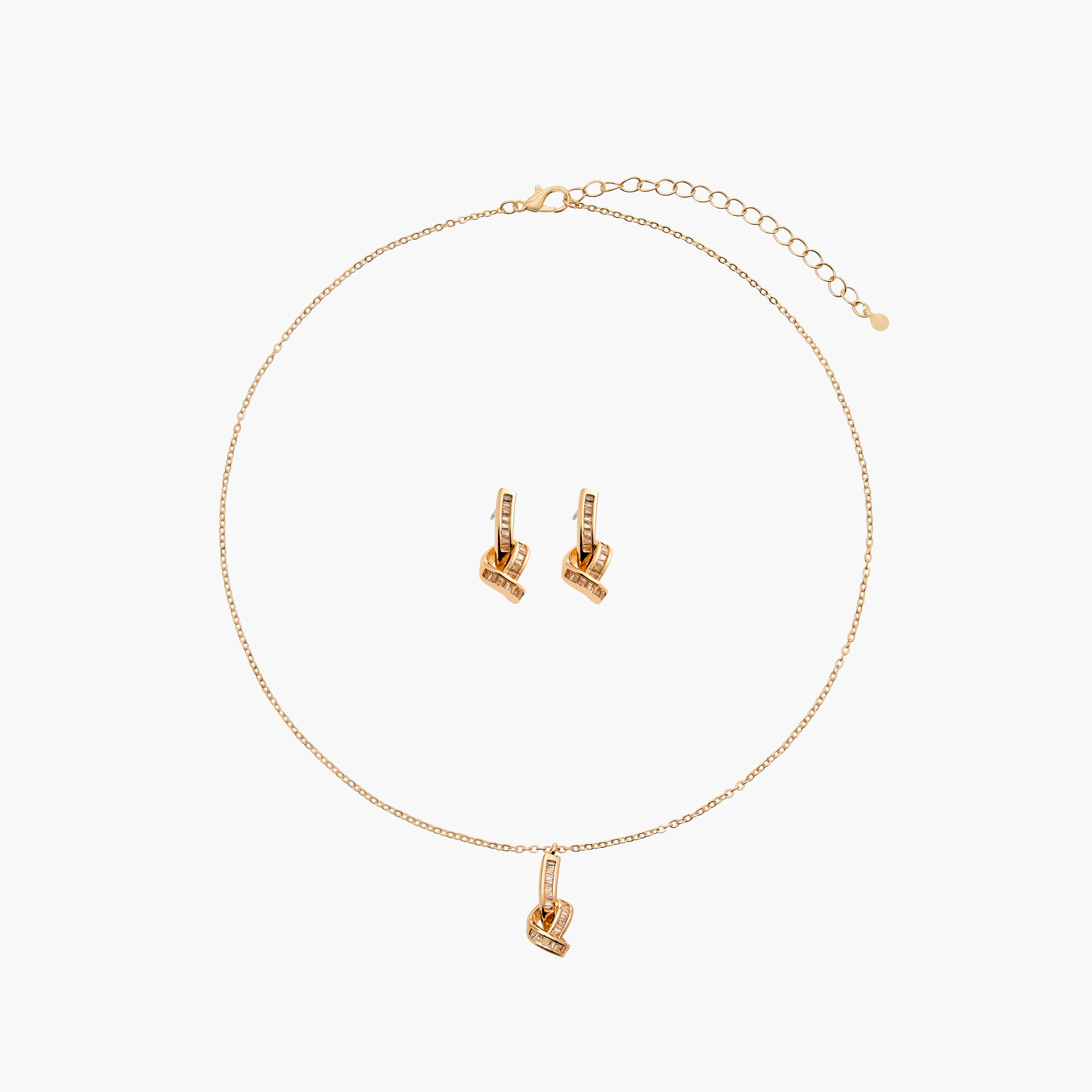 طقم حلق وعقد معدن مزين من قطعتين فلورا بيلا-women-watchesandjewellery-jewellery-jewellerysets-image-1