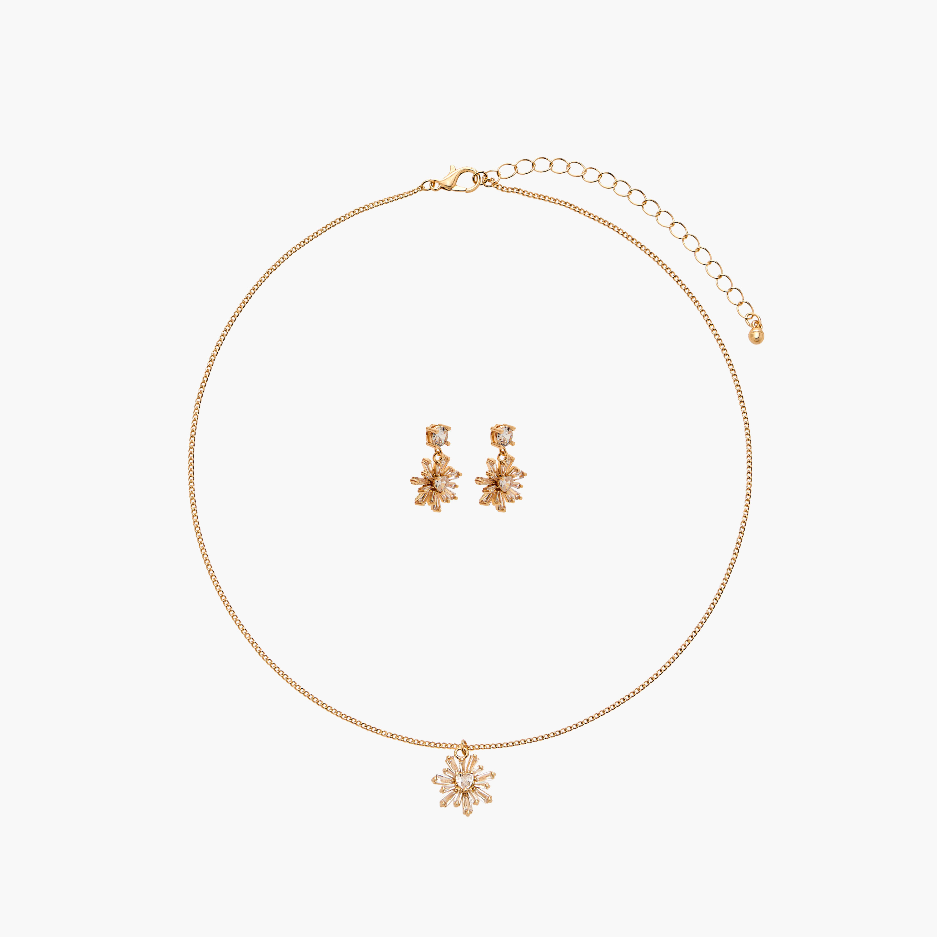 طقم عقد معدن مع حلق قطعتين من فلورا بيلا-women-watchesandjewellery-jewellery-jewellerysets-image-1