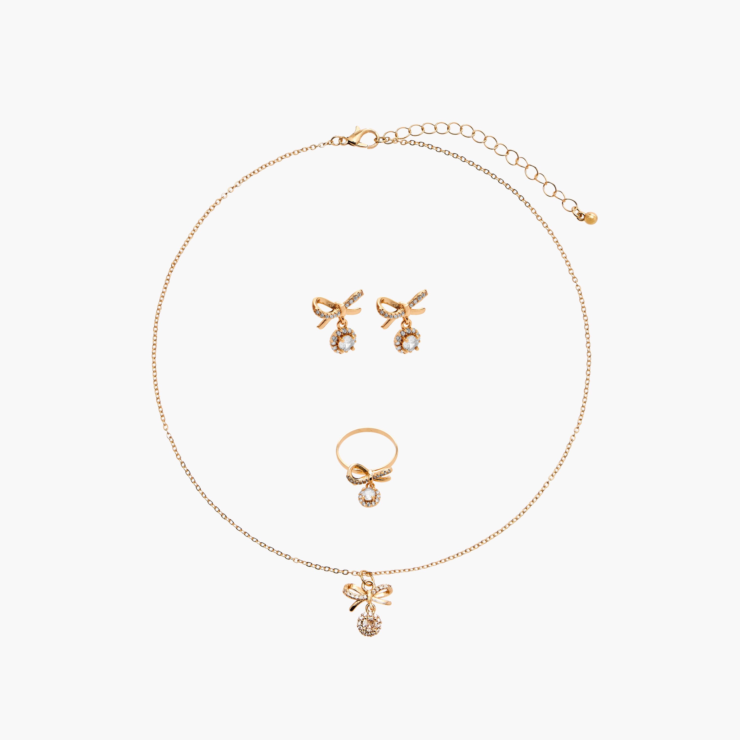 Set of 3 - Flora Bella Stone Embellished Pendant Necklace and Earrings with Ring-women-watchesandjewellery-jewellery-jewellerysets-image-1