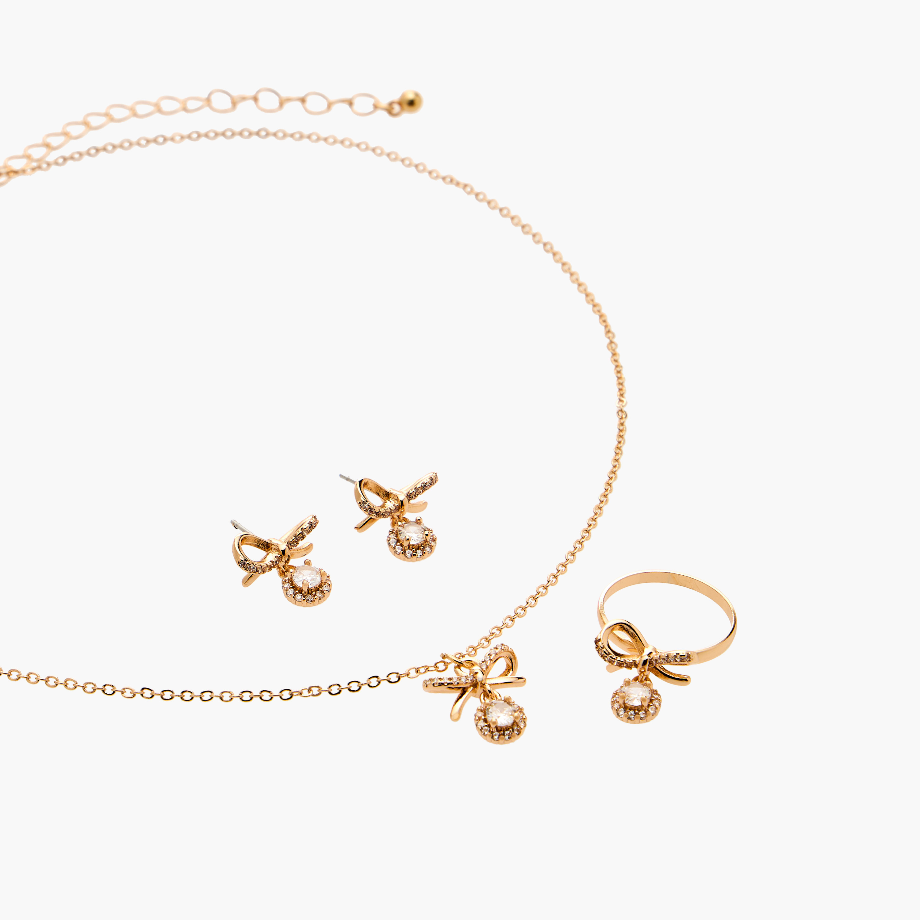 Set of 3 - Flora Bella Stone Embellished Pendant Necklace and Earrings with Ring-women-watchesandjewellery-jewellery-jewellerysets-image-3