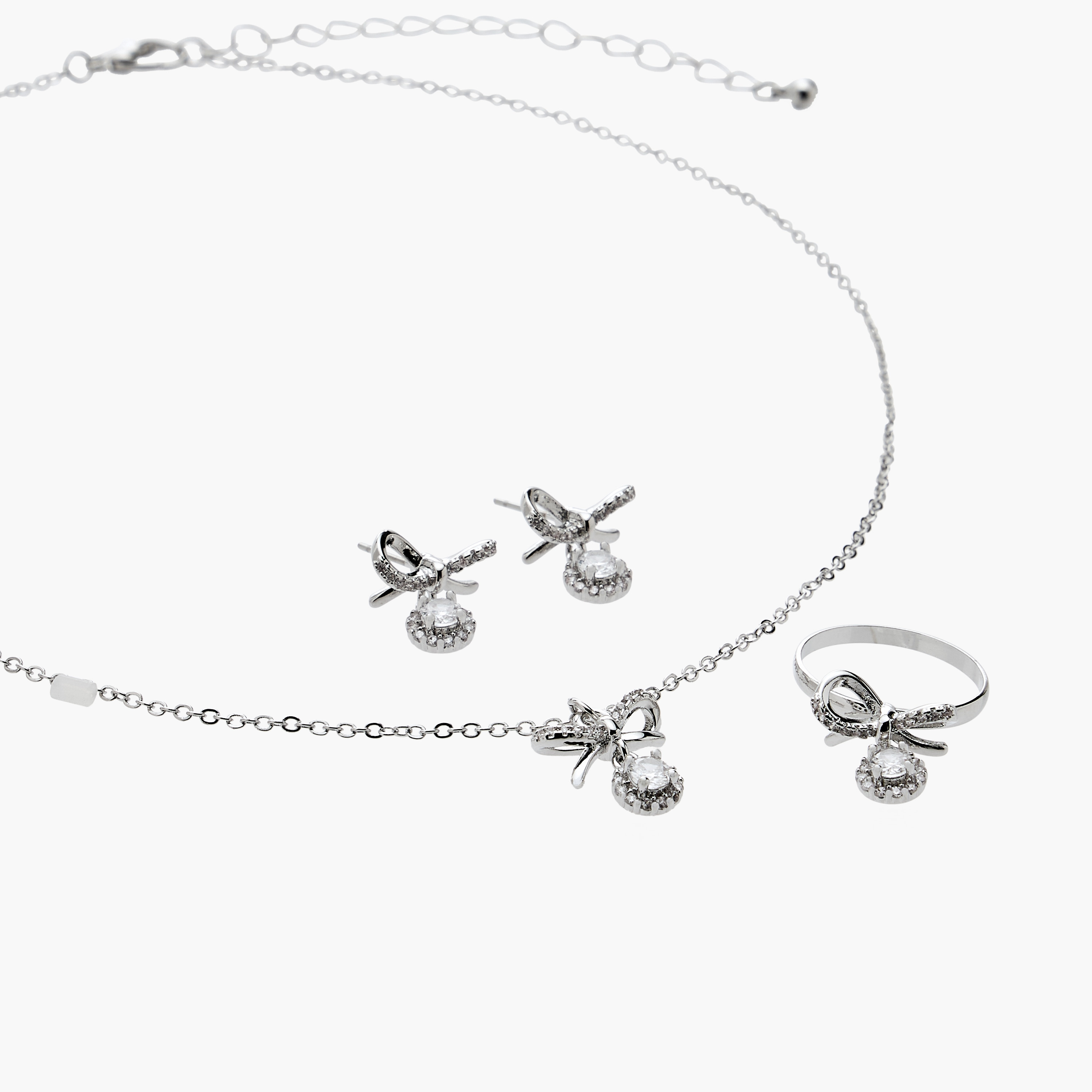 طقم عقد بدلاية مزينة بالأحجار مع حلق وخاتم 3 قطع من فلورا بيلا-women-watchesandjewellery-jewellery-jewellerysets-image-4