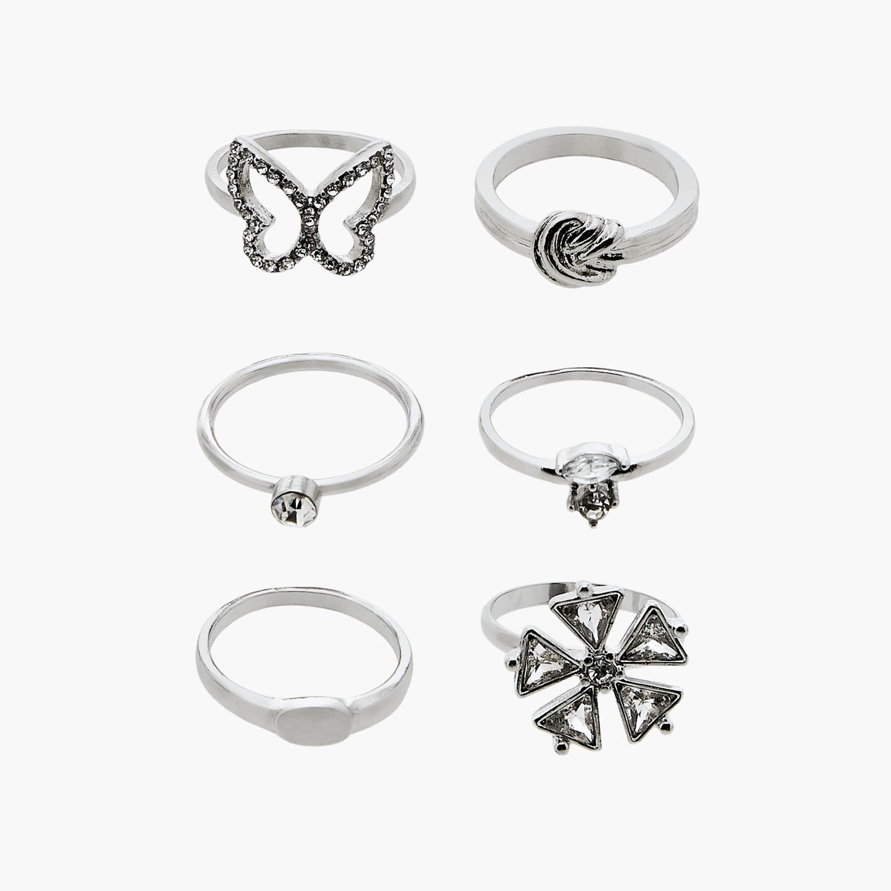 Flora Bella Assorted Metal Ring - Set of 6-women-watchesandjewellery-jewellery-rings-image-1